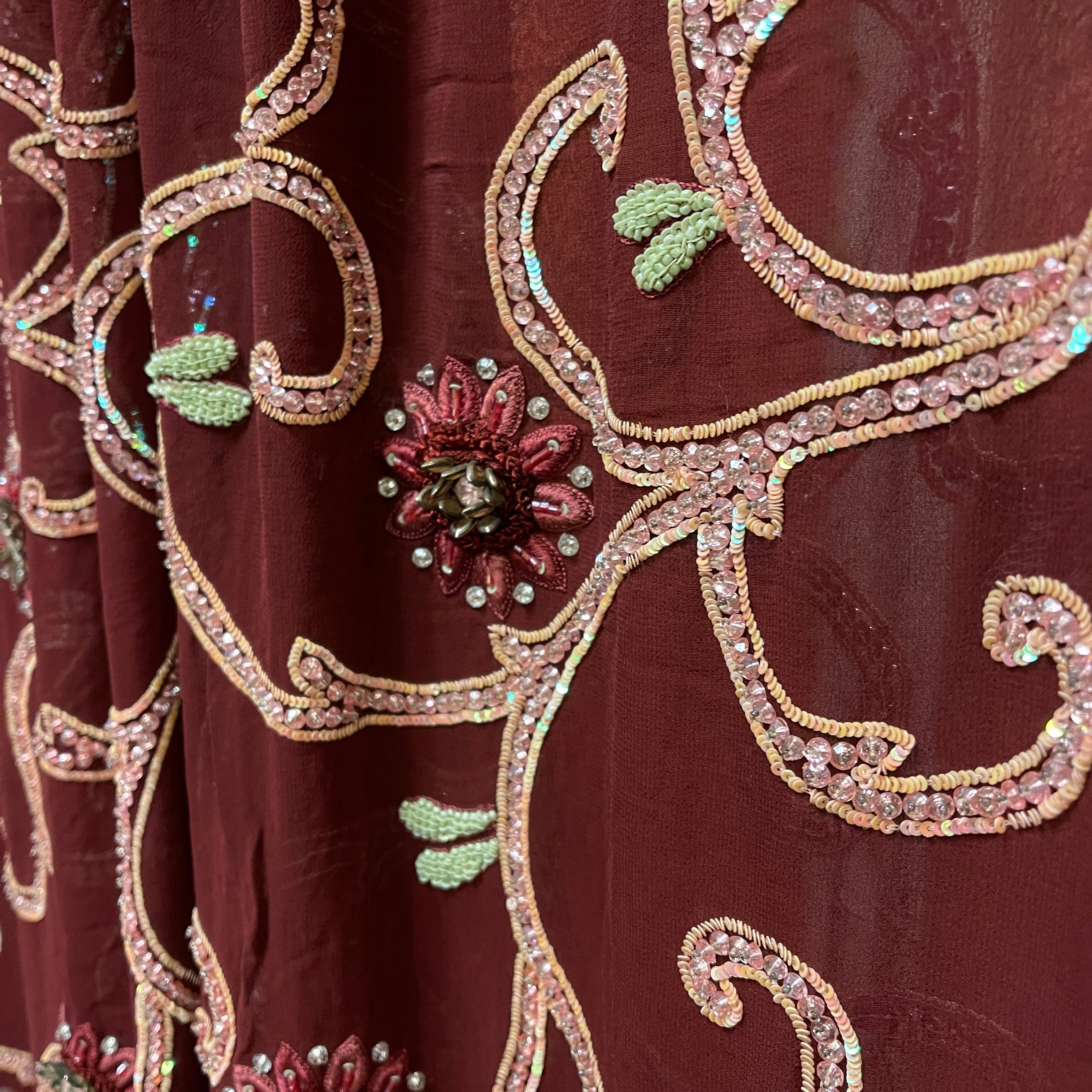 Maroon Heavy Worked Dupatta 8670 - Vintage India NYC