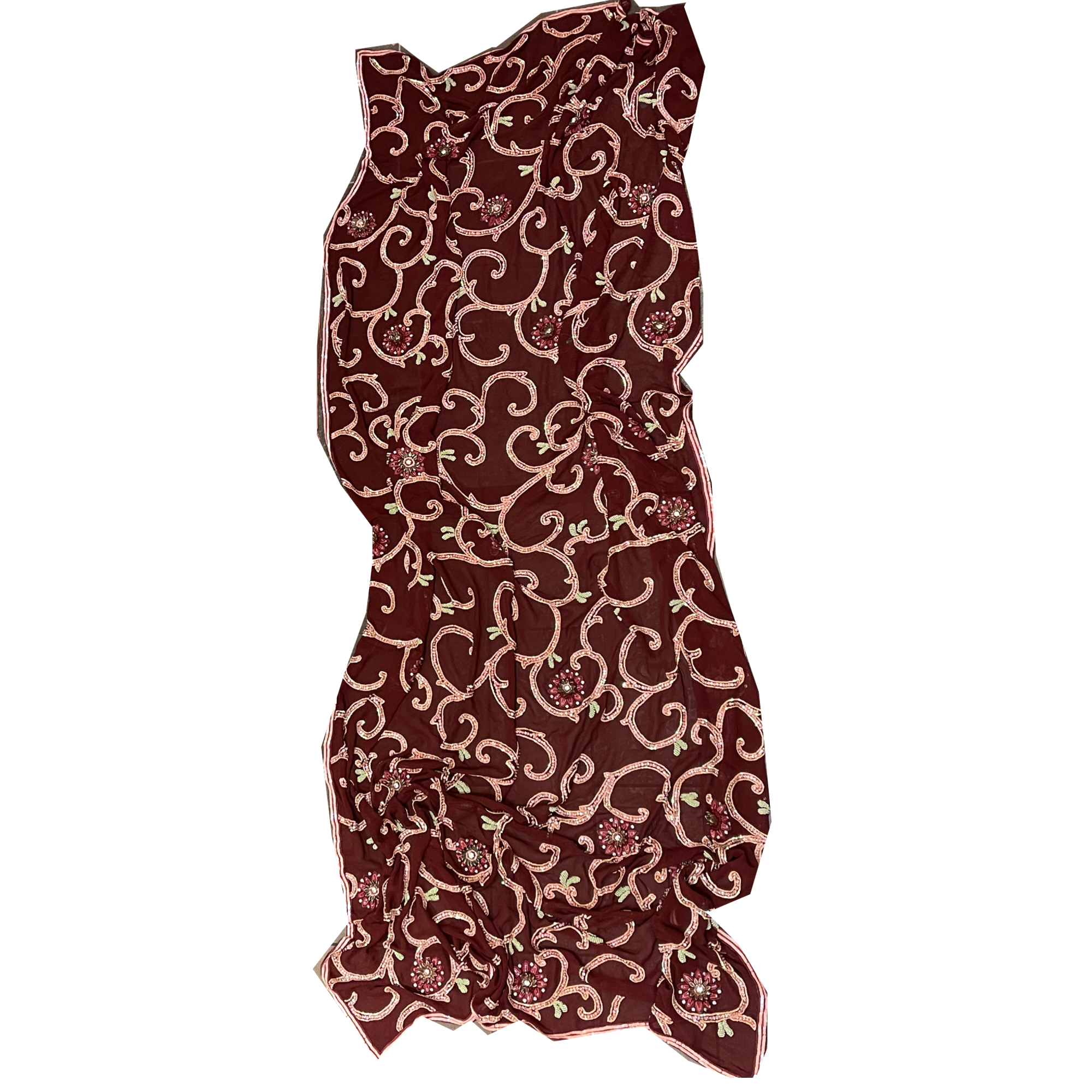 Maroon Heavy Worked Dupatta 8670 - Vintage India NYC