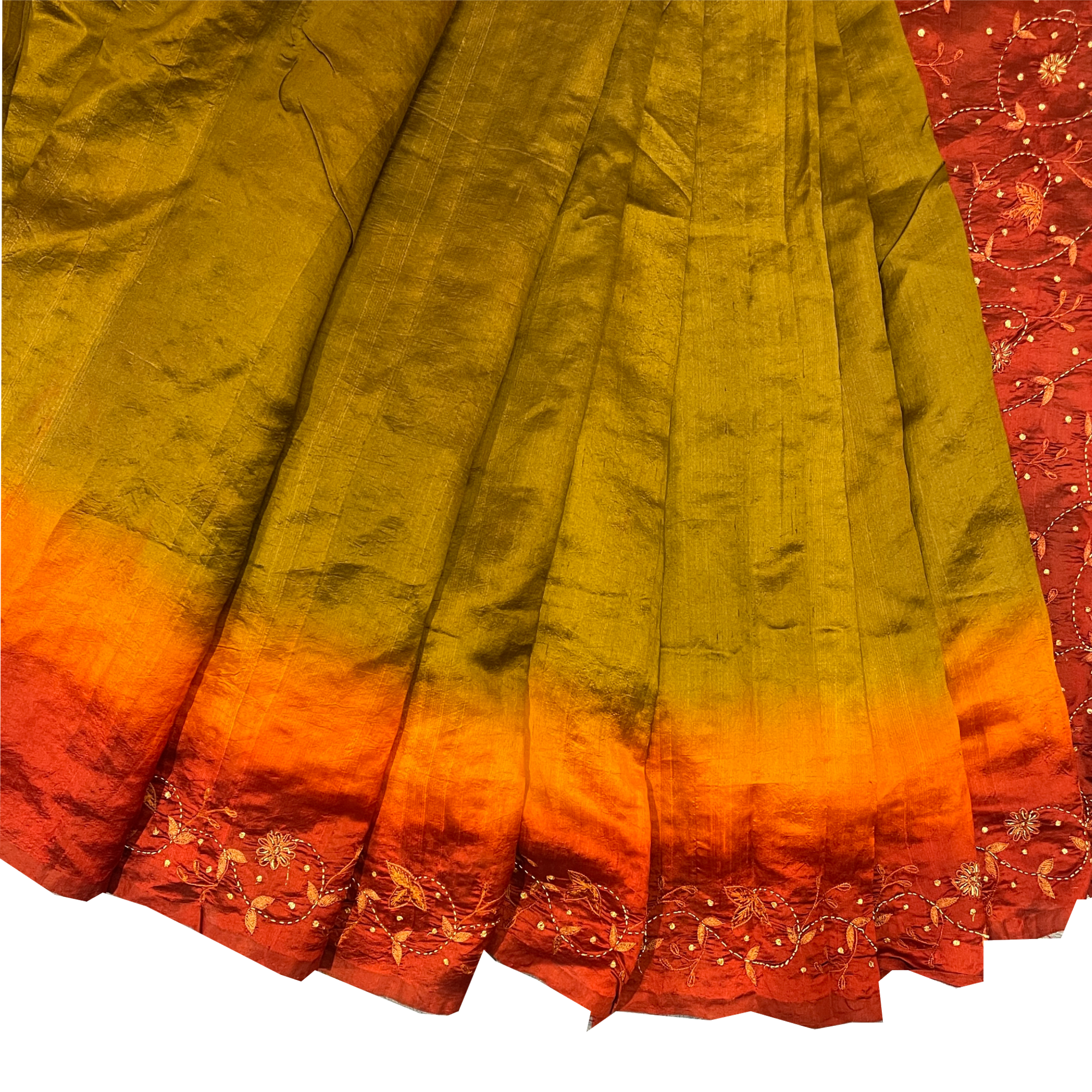 Olive Green Silk Saree - Vintage India NYC