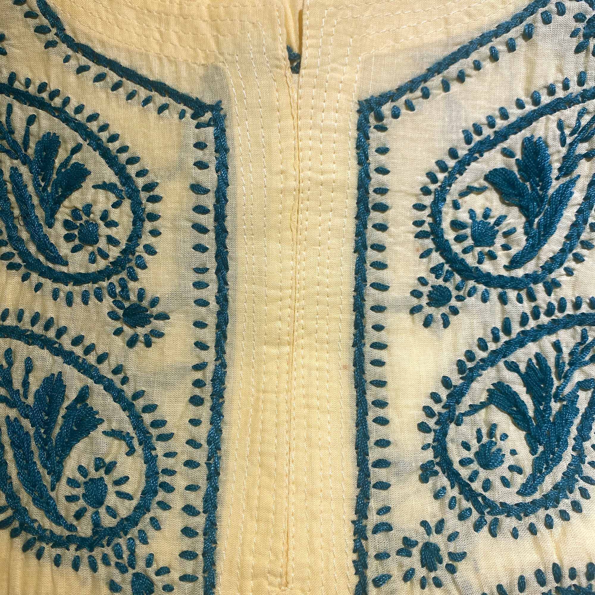 AR Long Embroidered Cotton Tunic kurtis- S - Vintage India NYC