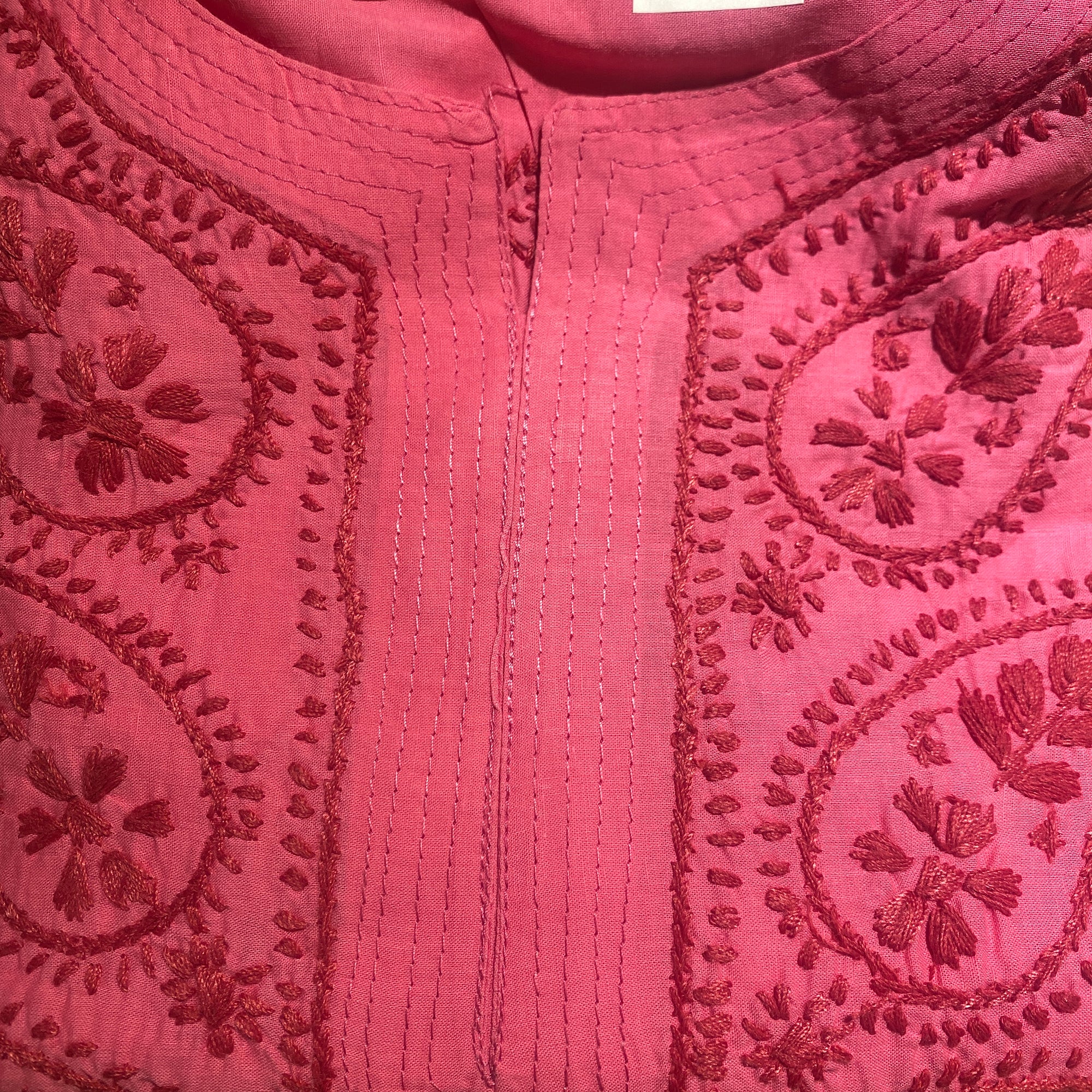 AR Long Embroidered Cotton Tunic kurtis- S - Vintage India NYC