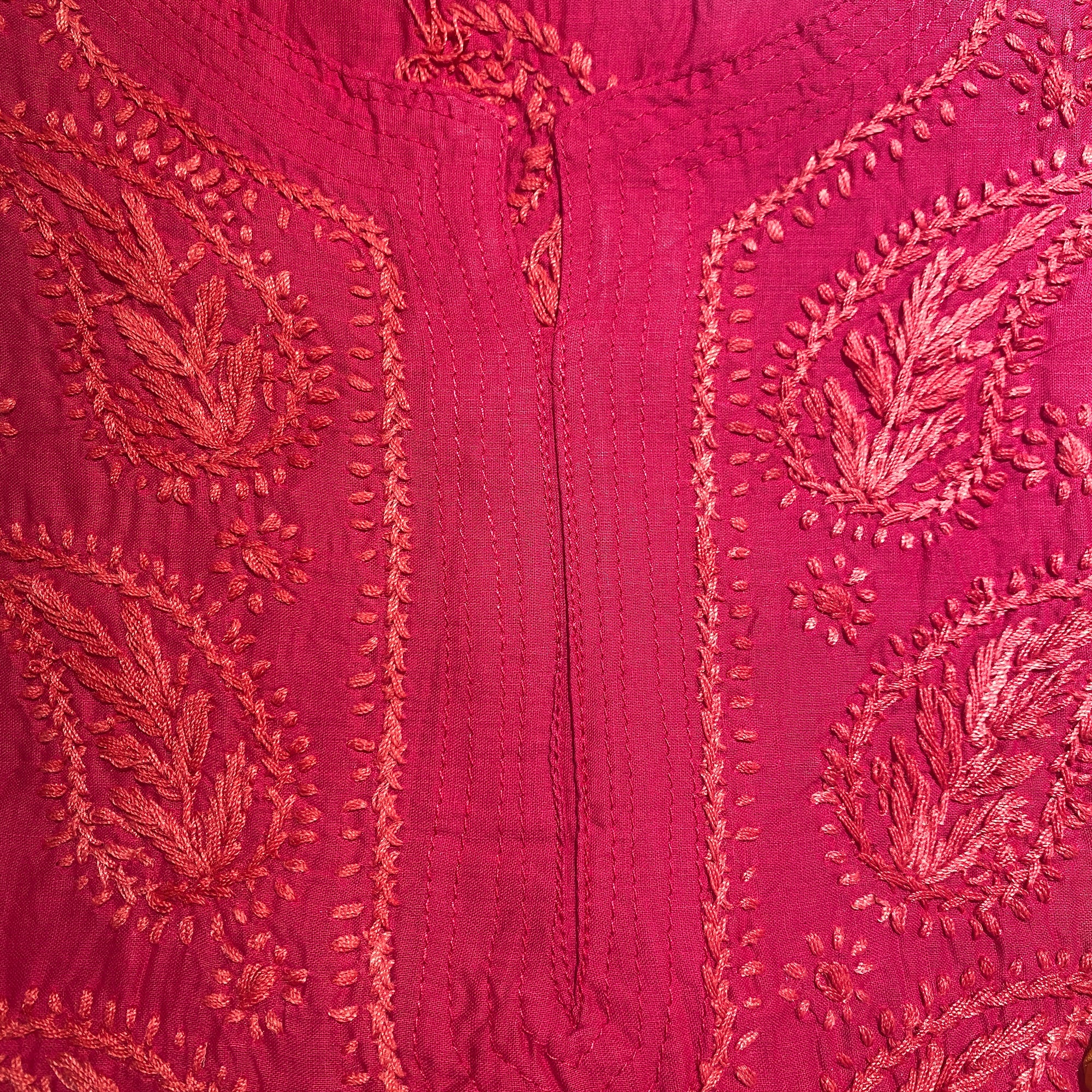 AR Long Embroidered Cotton Tunic kurtis- S - Vintage India NYC