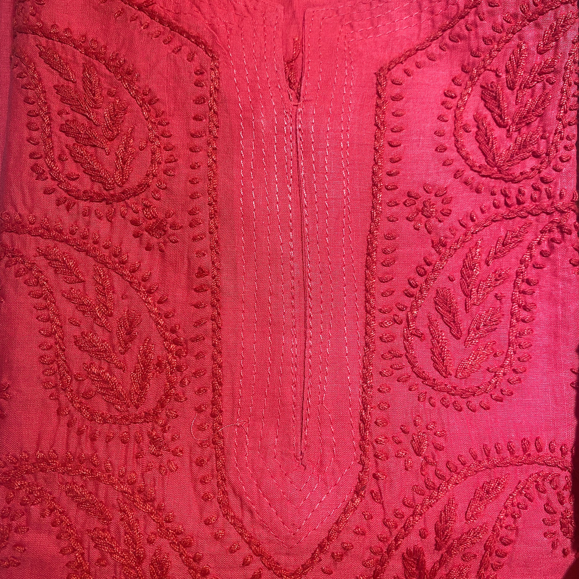 AR Long Embroidered Cotton Tunic kurtis- S - Vintage India NYC
