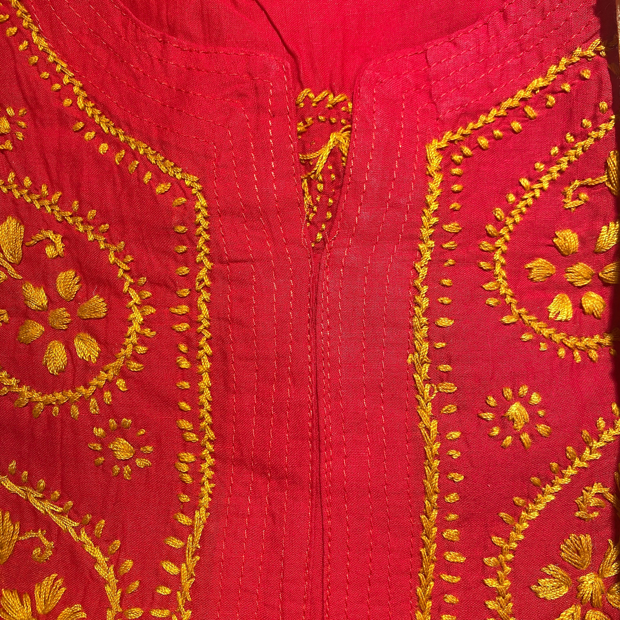 AR Long Embroidered Cotton Tunic kurtis- S - Vintage India NYC