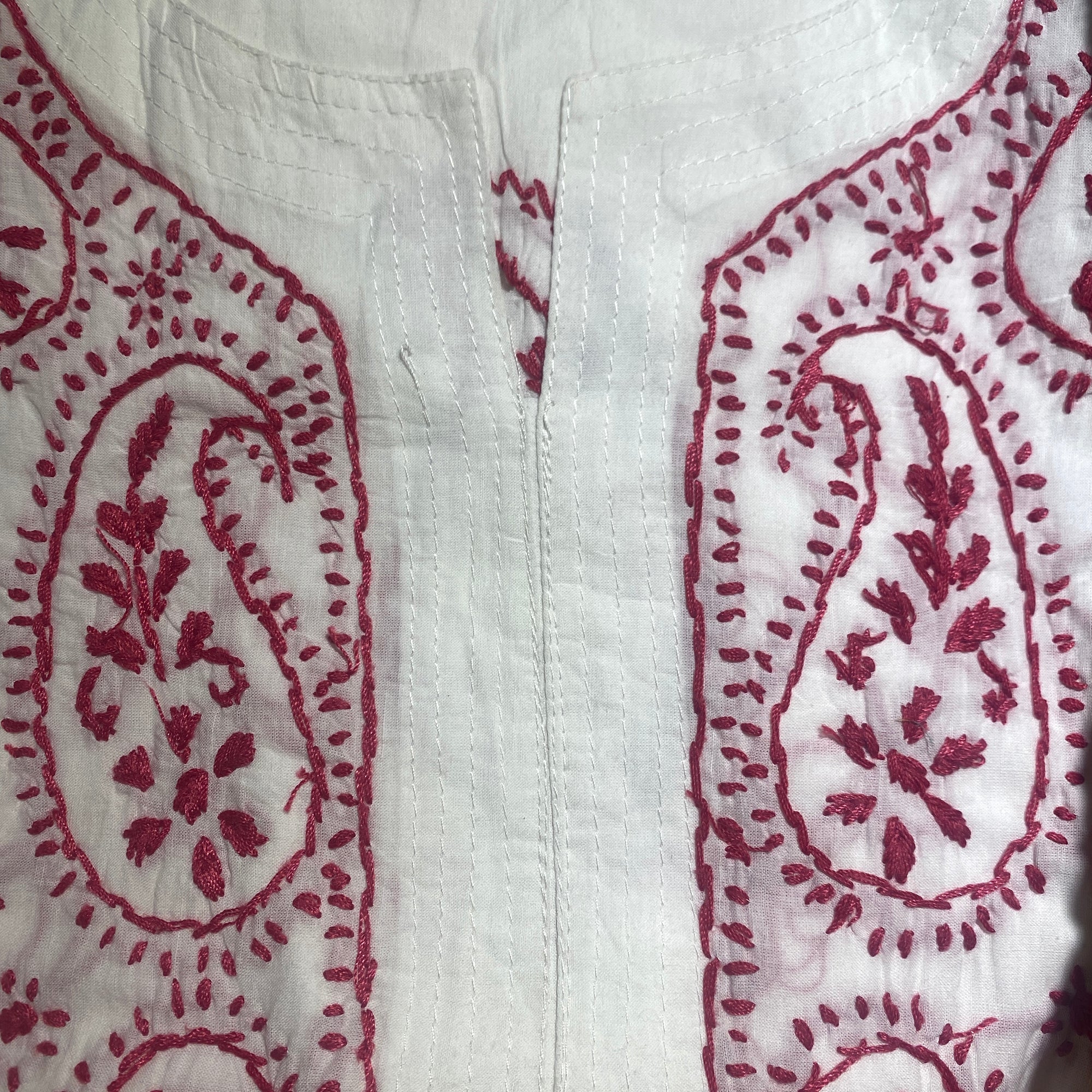 AR Long Embroidered Cotton Tunic kurtis- S - Vintage India NYC