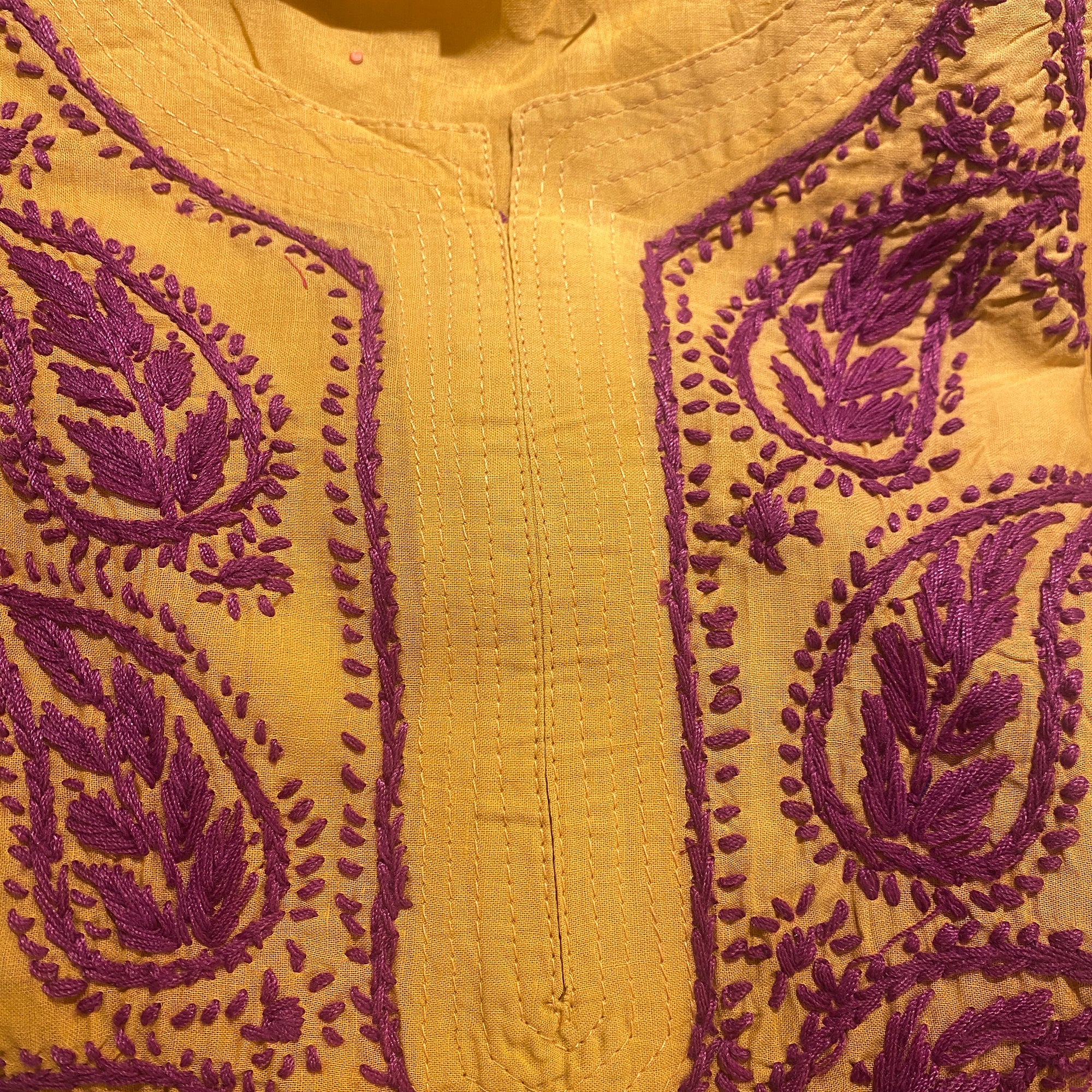 AR Long Embroidered Cotton Tunic Kurtis - M - Vintage India NYC