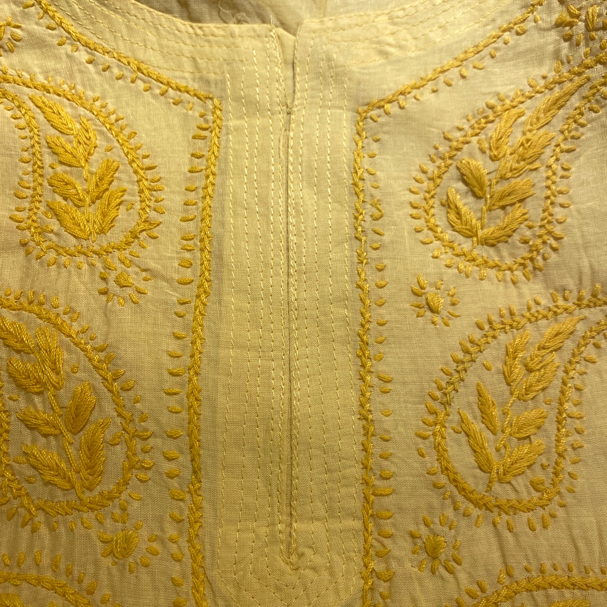 AR Long Embroidered Cotton Tunic Kurtis - M - Vintage India NYC