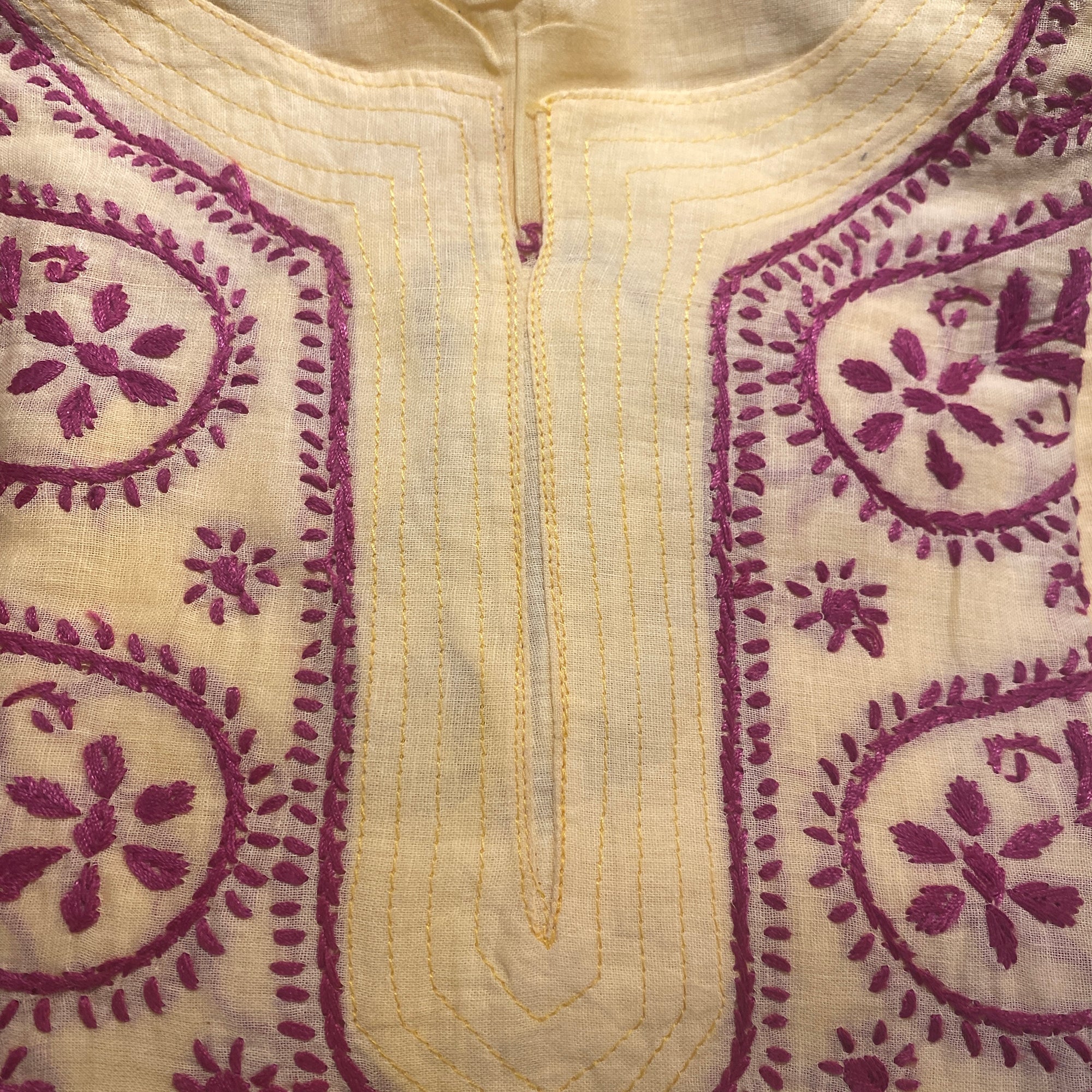 AR Long Embroidered Cotton Tunic Kurtis - M - Vintage India NYC