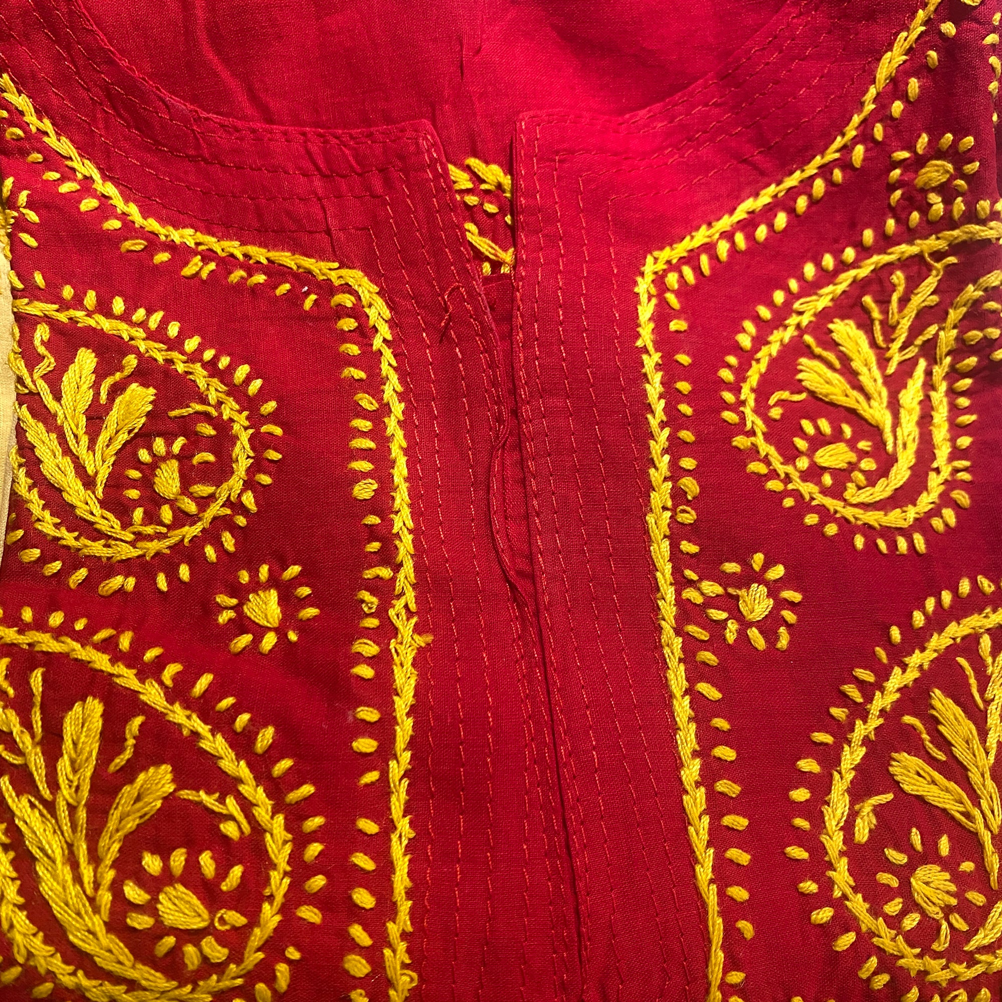 AR Long Embroidered Cotton Tunic Kurtis - M - Vintage India NYC