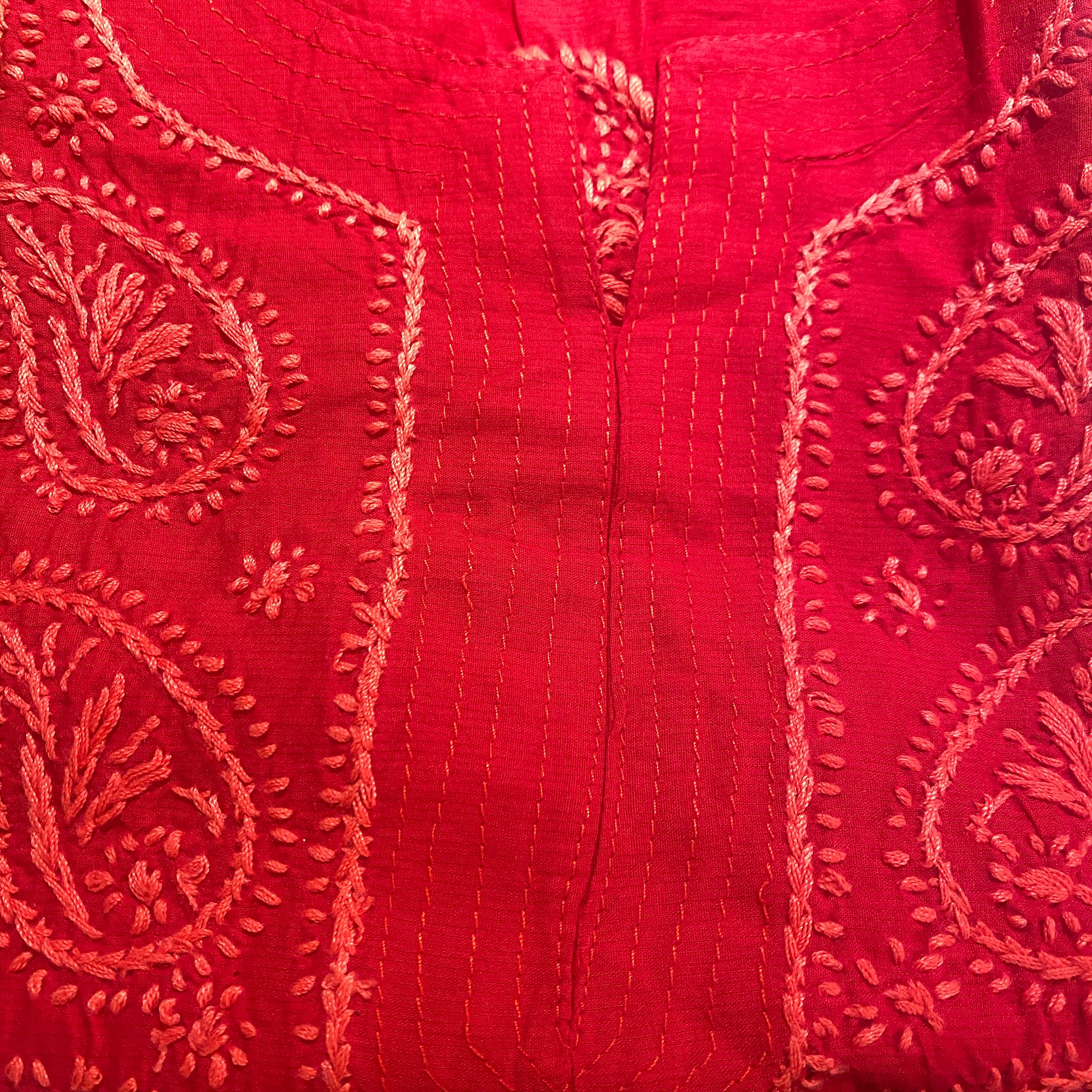 AR Long Embroidered Cotton Tunic Kurtis- L - Vintage India NYC