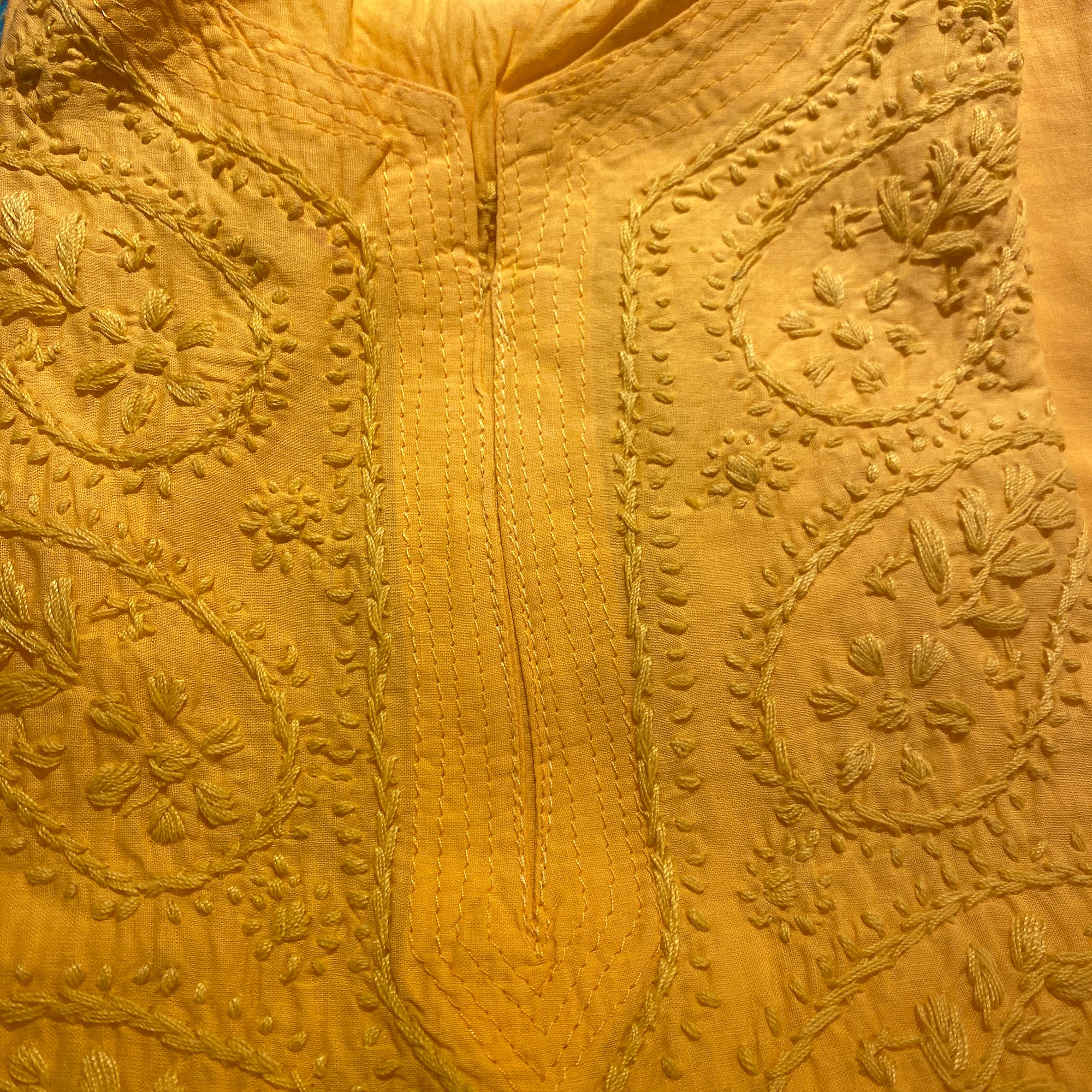 AR Long Embroidered Cotton Tunic Kurtis- L - Vintage India NYC