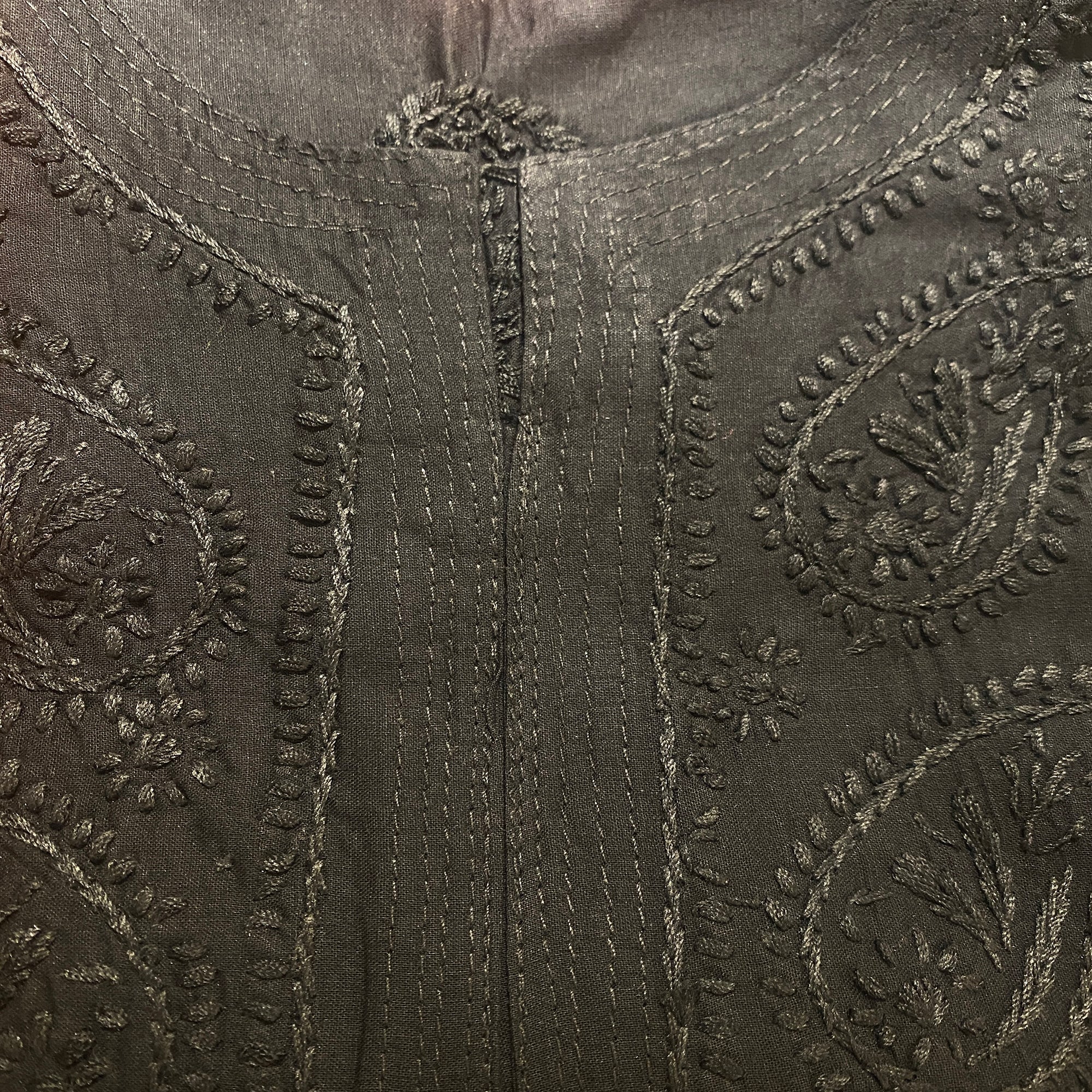 AR Long Embroidered Cotton Tunic Kurtis- L - Vintage India NYC