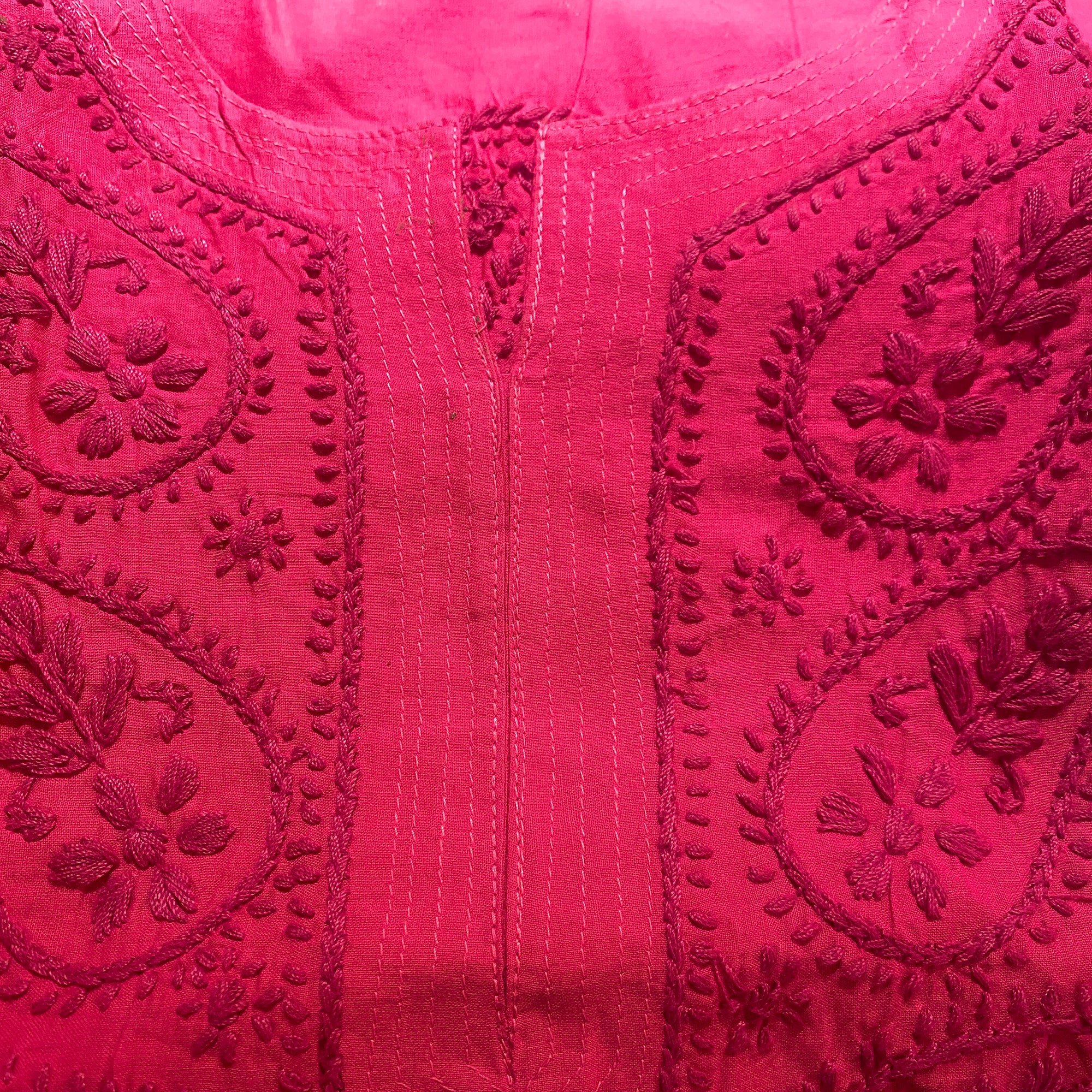 AR Long Embroidered Cotton Tunic Kurtis- L - Vintage India NYC