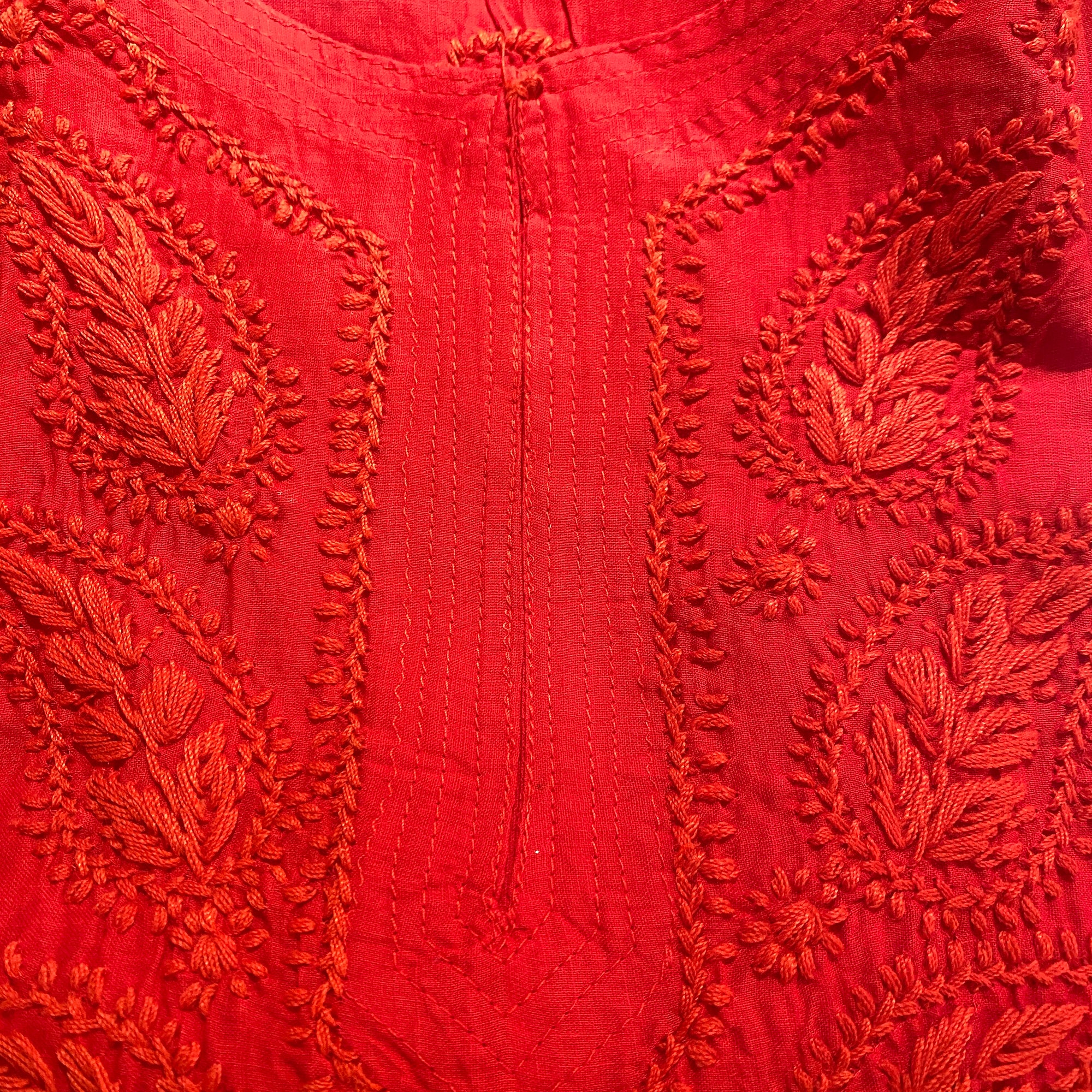 AR Long Embroidered Cotton Tunic Kurtis- L - Vintage India NYC