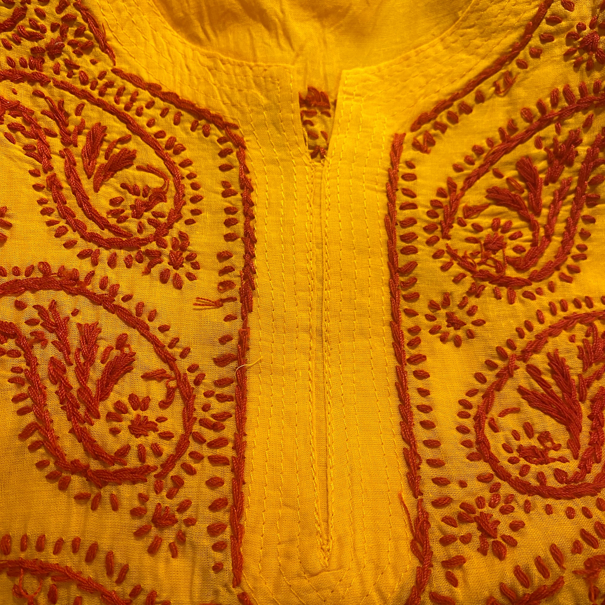 AR Long Embroidered Cotton Tunic Kurtis- L - Vintage India NYC
