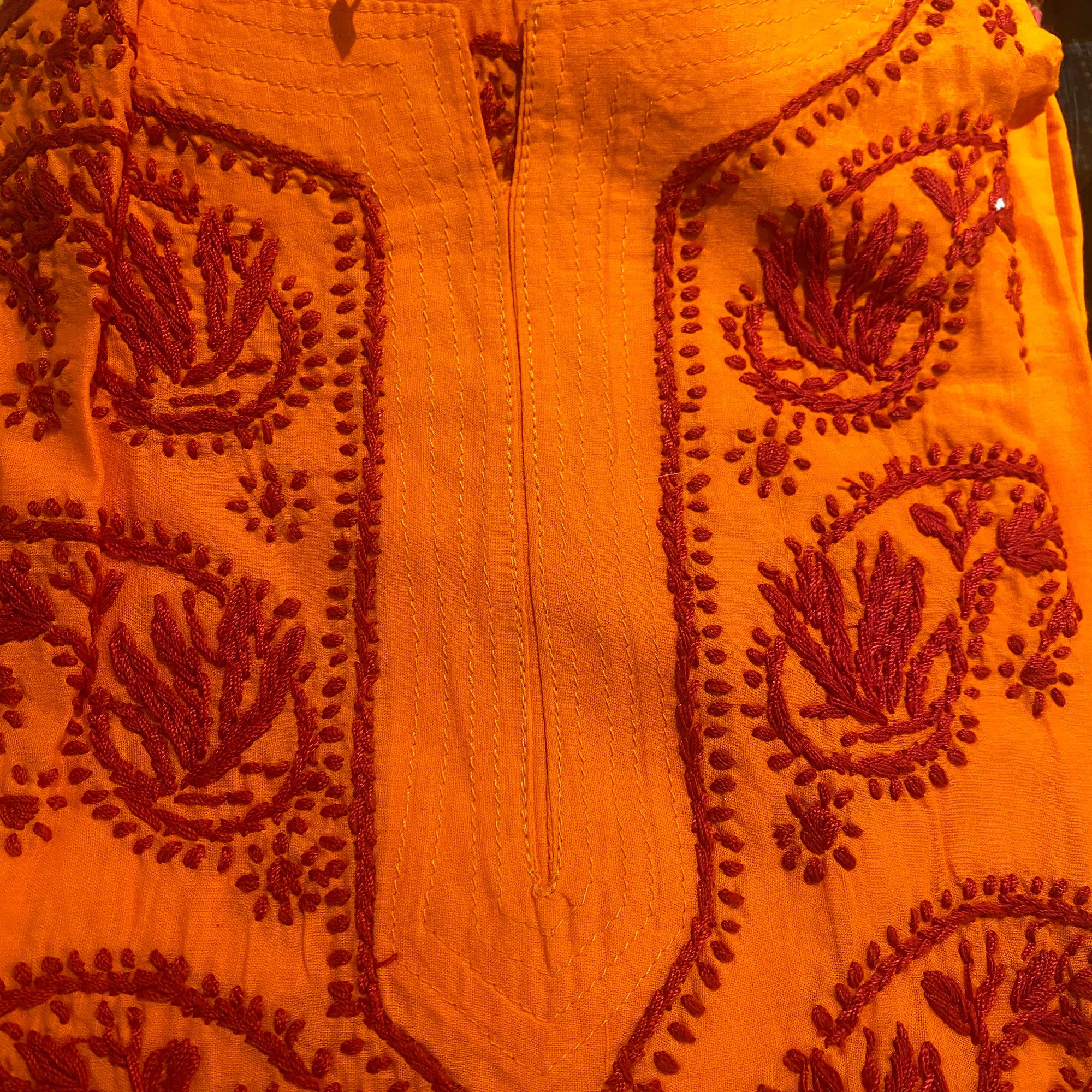 AR Long Embroidered Cotton Tunic- XL - Vintage India NYC