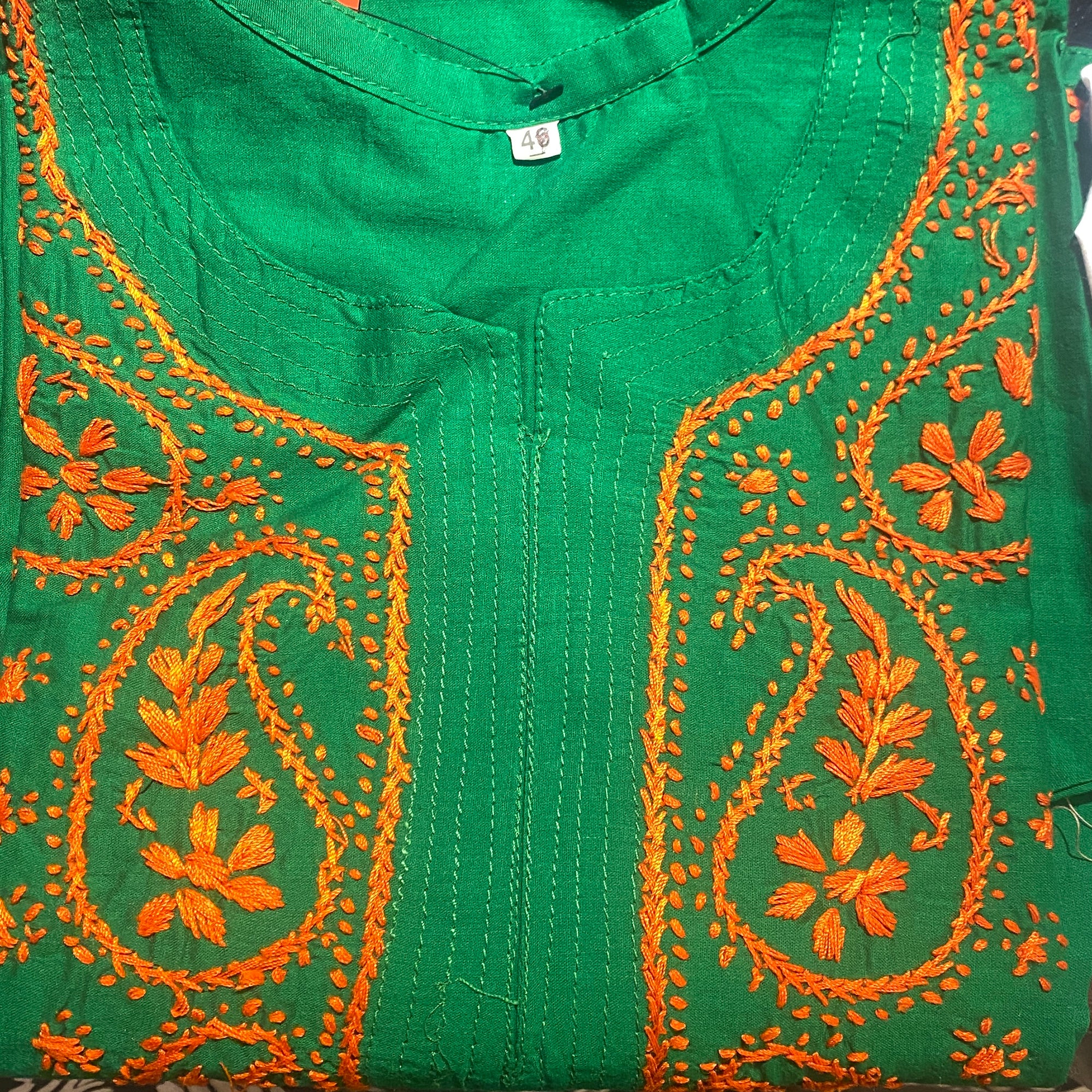 AR Long Embroidered Cotton Tunic- XXL - Vintage India NYC
