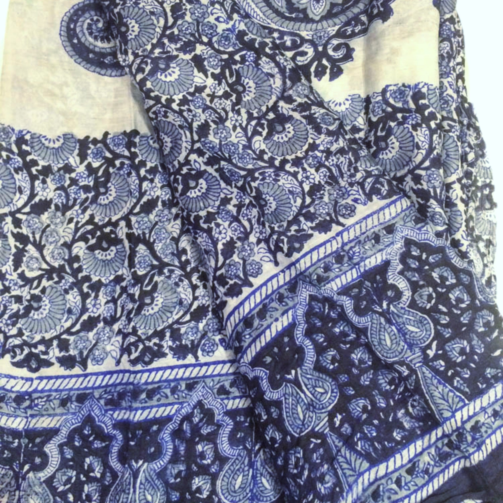 Vintage Silk Saree 2157 - Navy - Vintage India NYC