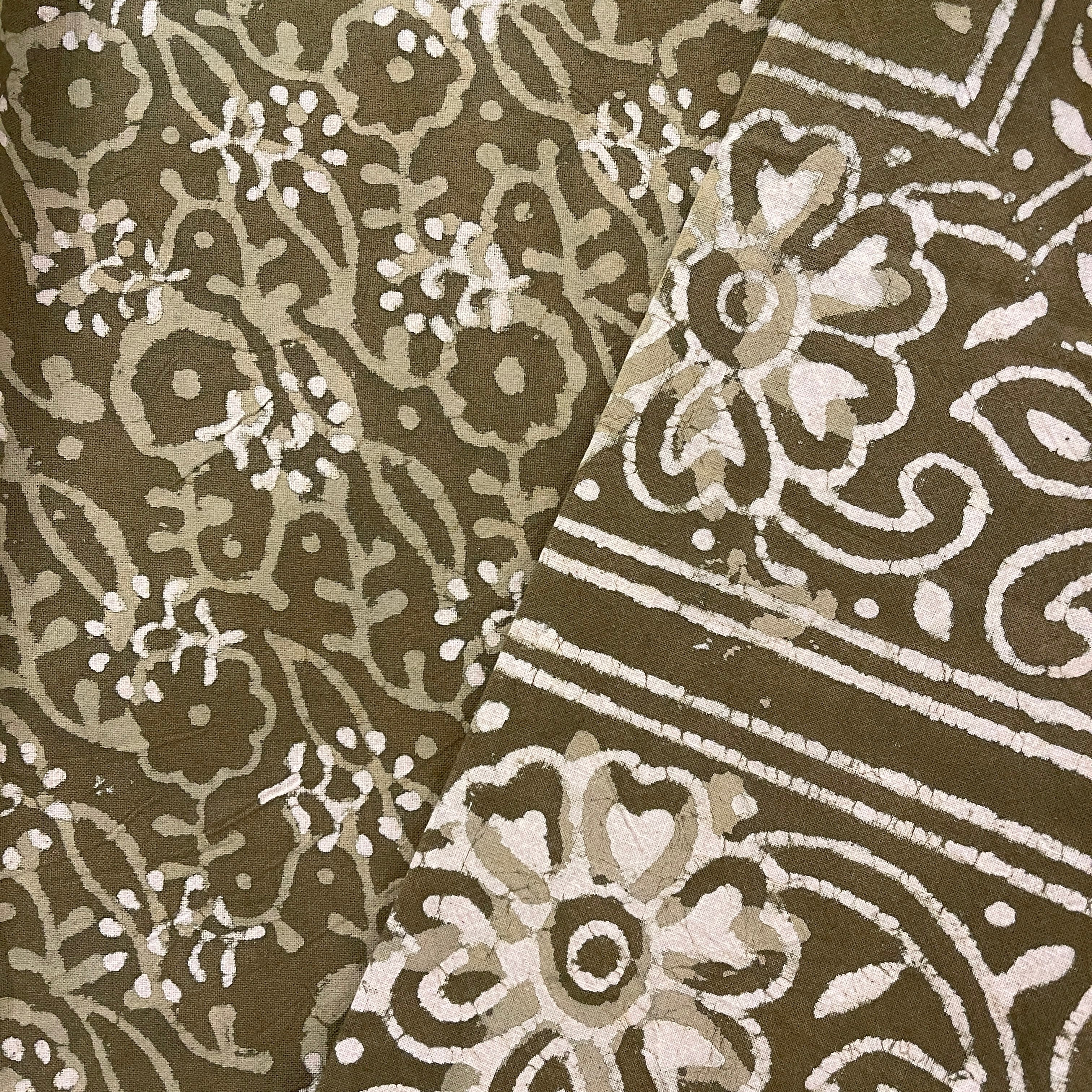 Olive Printed Twin Bedcover - Vintage India NYC