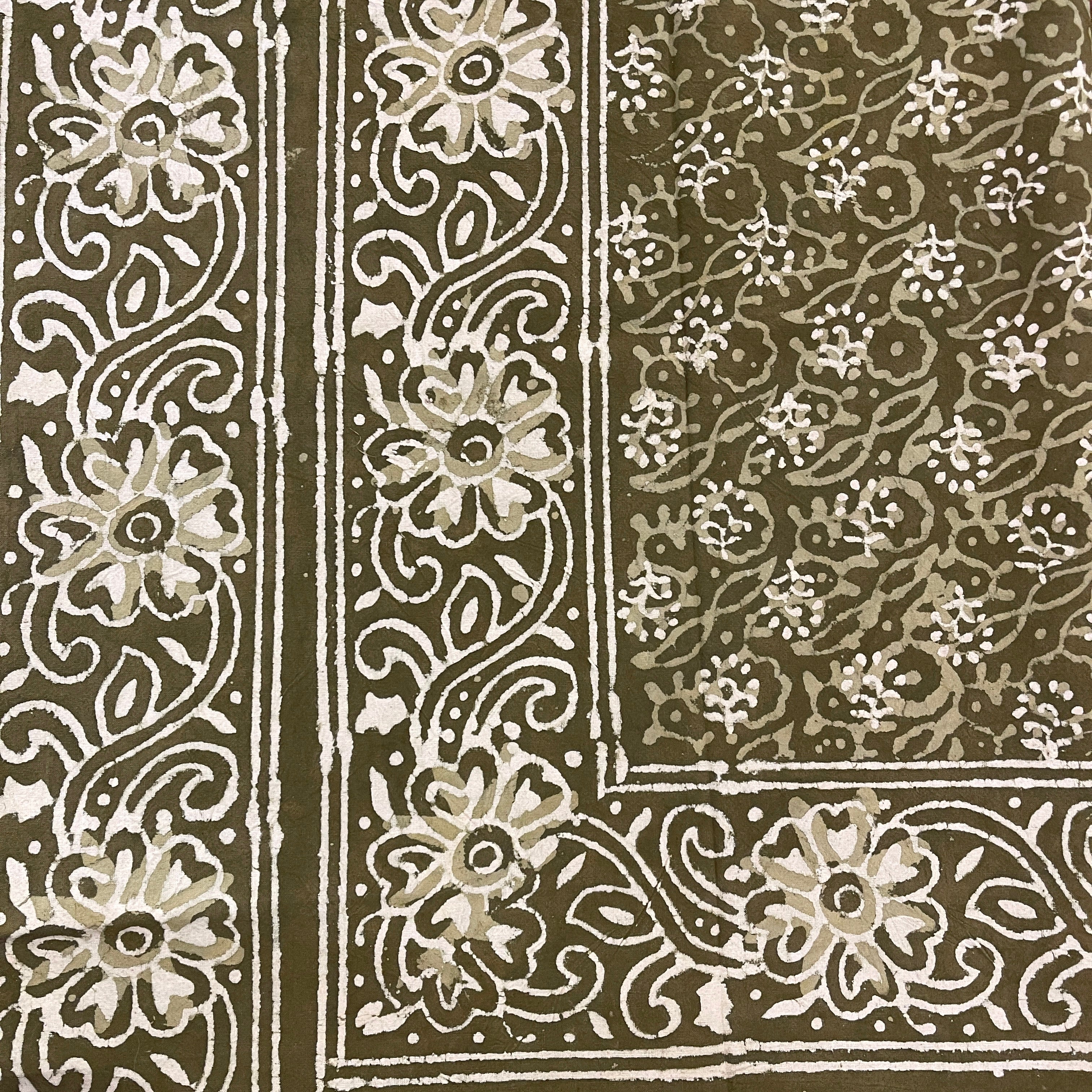 Olive Printed Twin Bedcover - Vintage India NYC