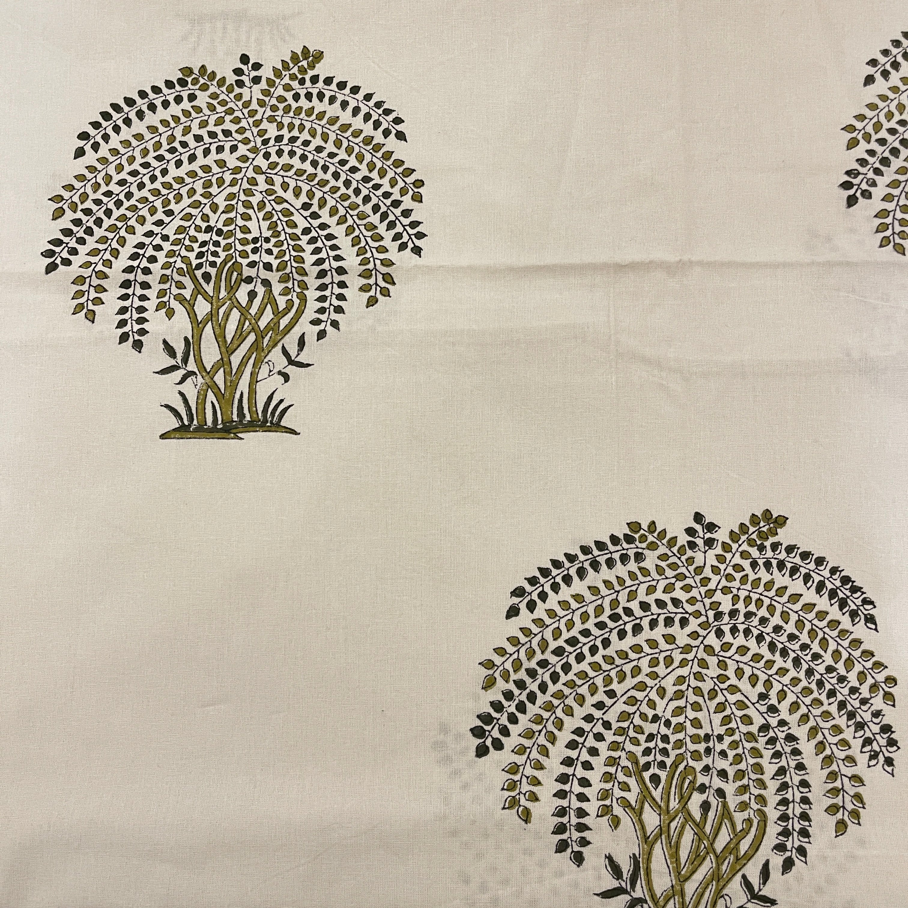 White Tree Print Twin Bedcover - Vintage India NYC