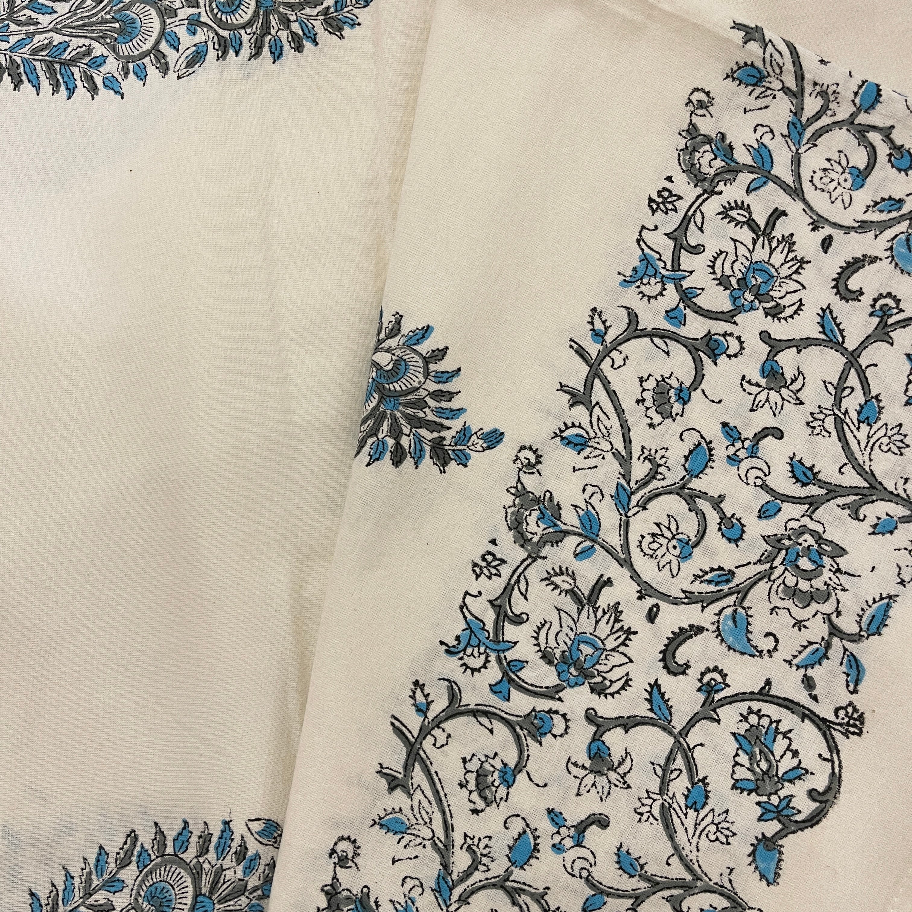 White Printed Twin  Bedcover - Vintage India NYC