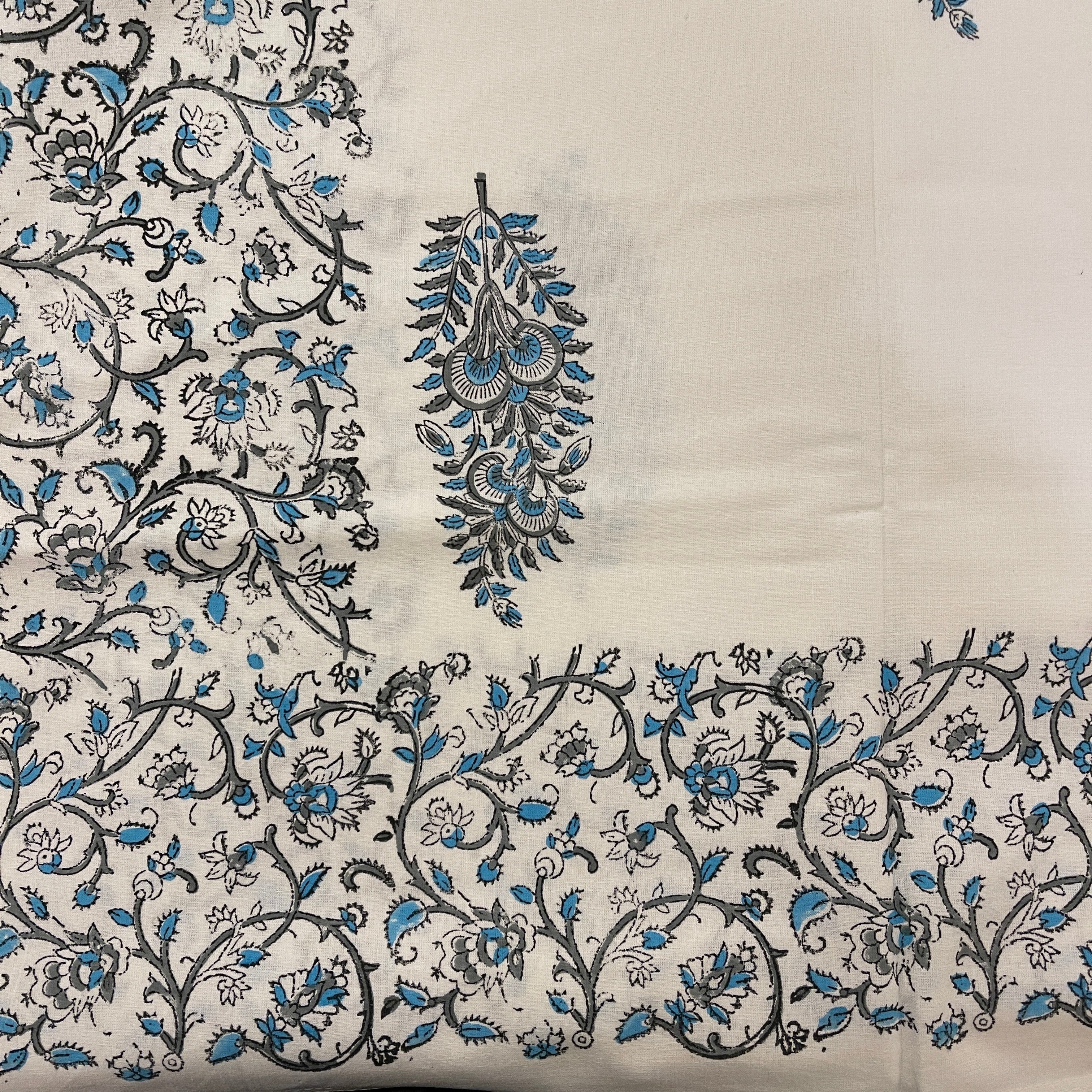 White Printed Twin Bedcover - Vintage India NYC