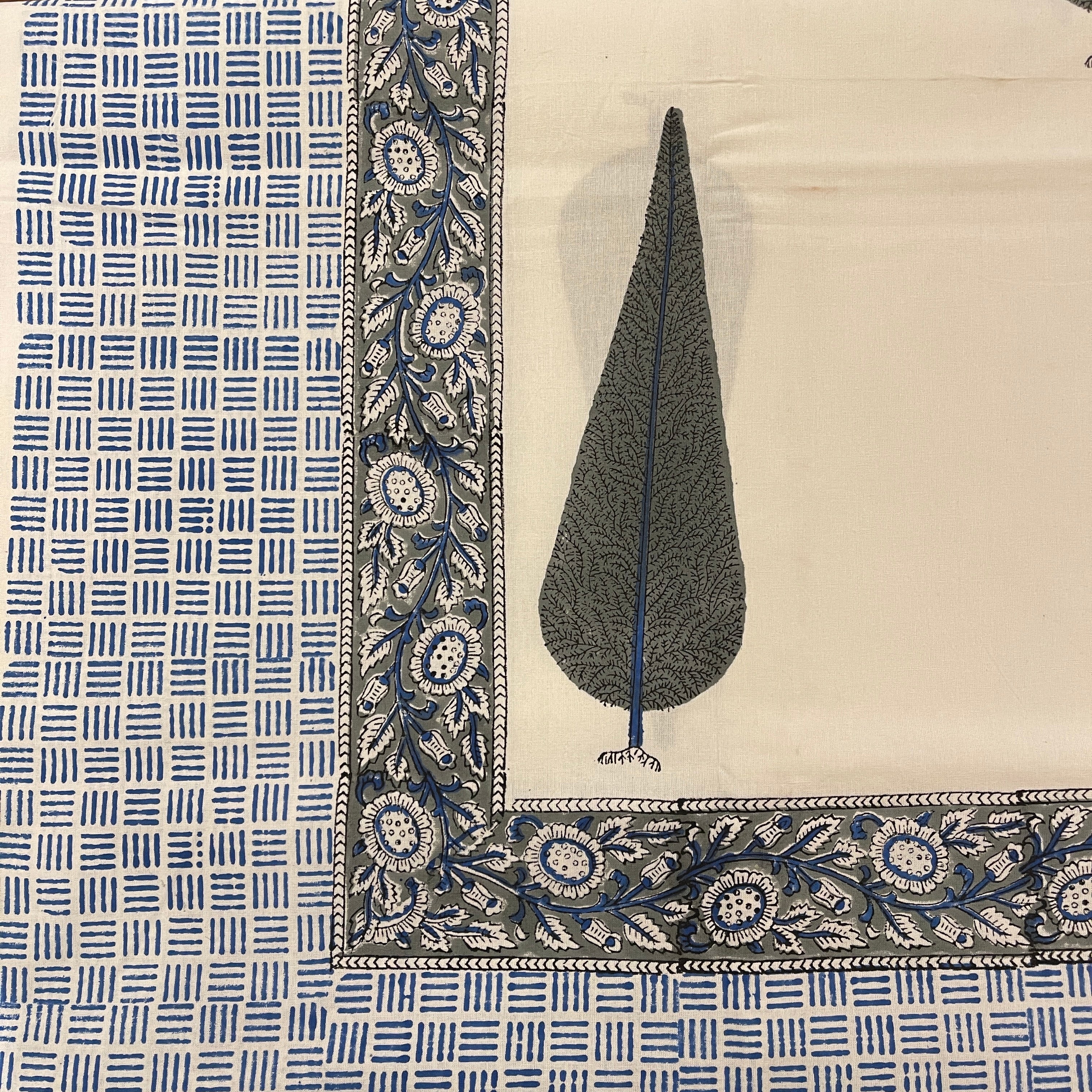 Printed White Twin Bedcover - Vintage India NYC