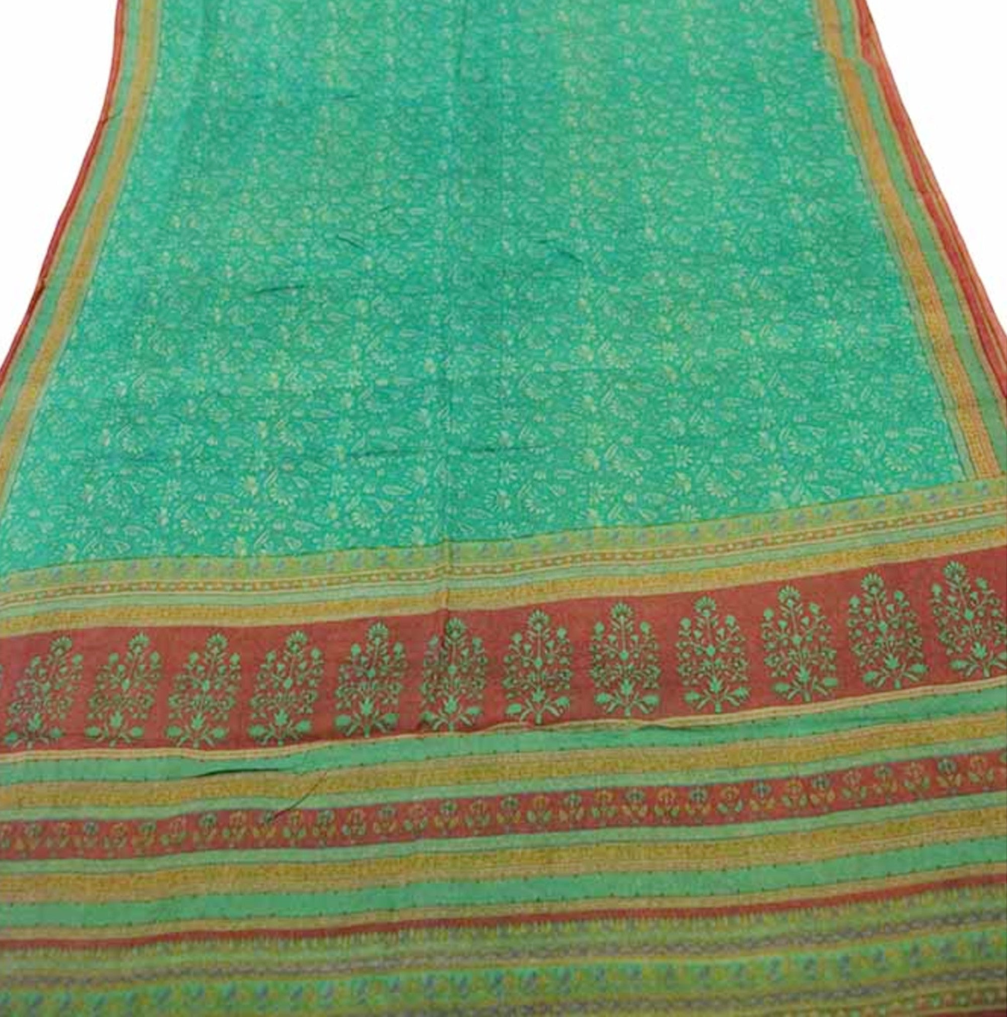 Vintage Silk Saree 1786 - Blue Green - Vintage India NYC