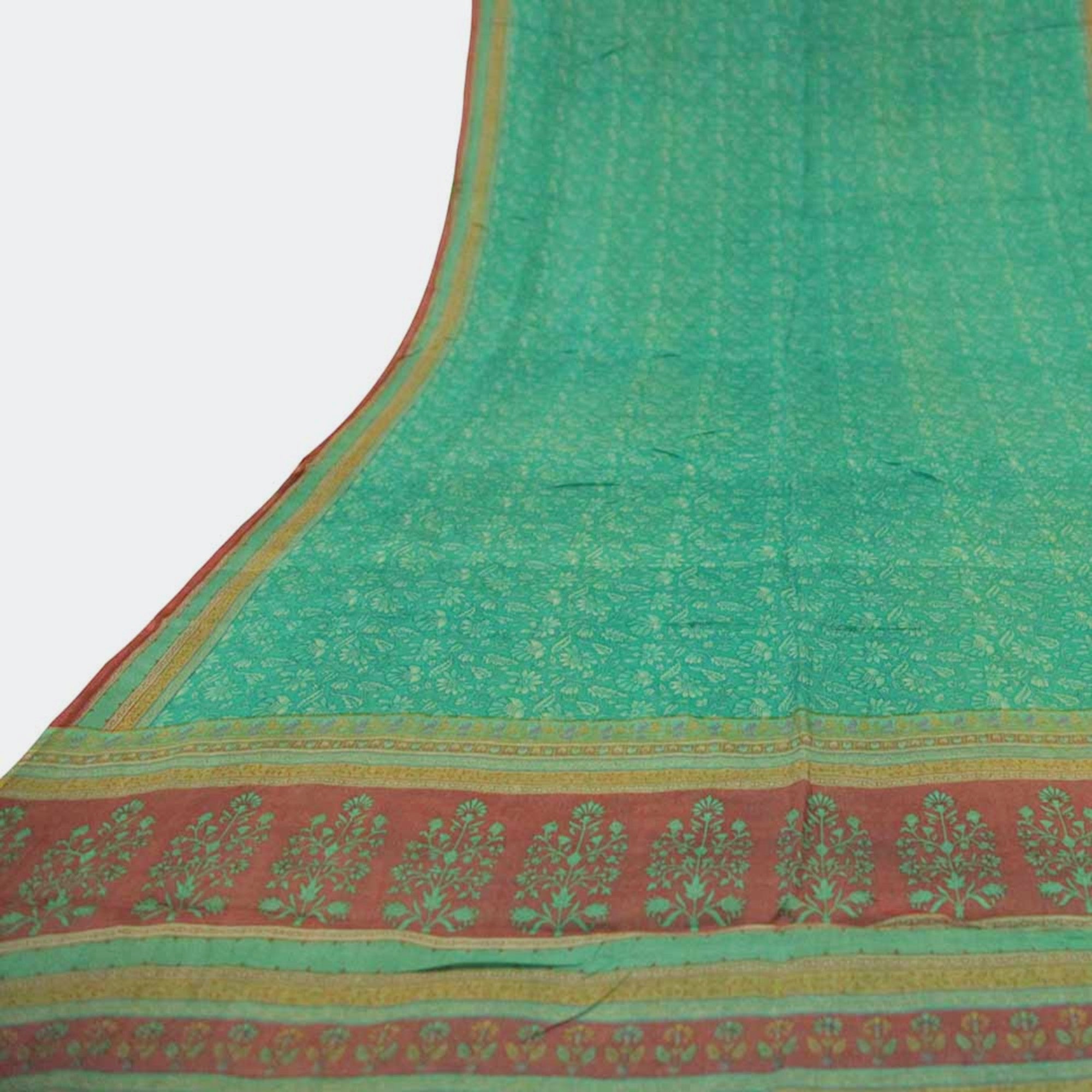 Vintage Silk Saree 1786 - Blue Green - Vintage India NYC