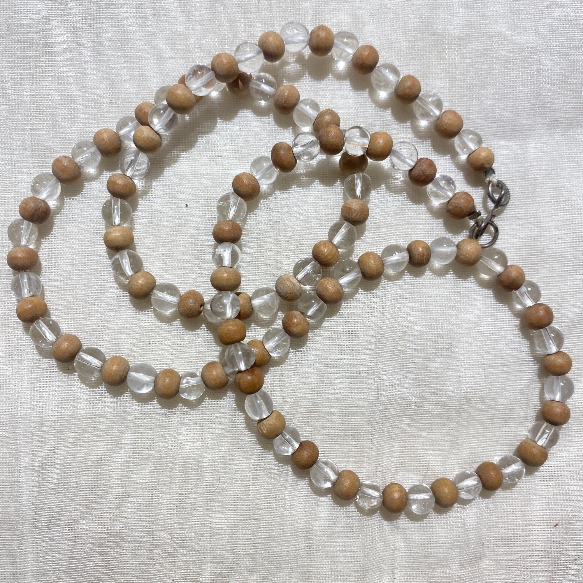 Sandalwood & Crystal mala - Vintage India NYC