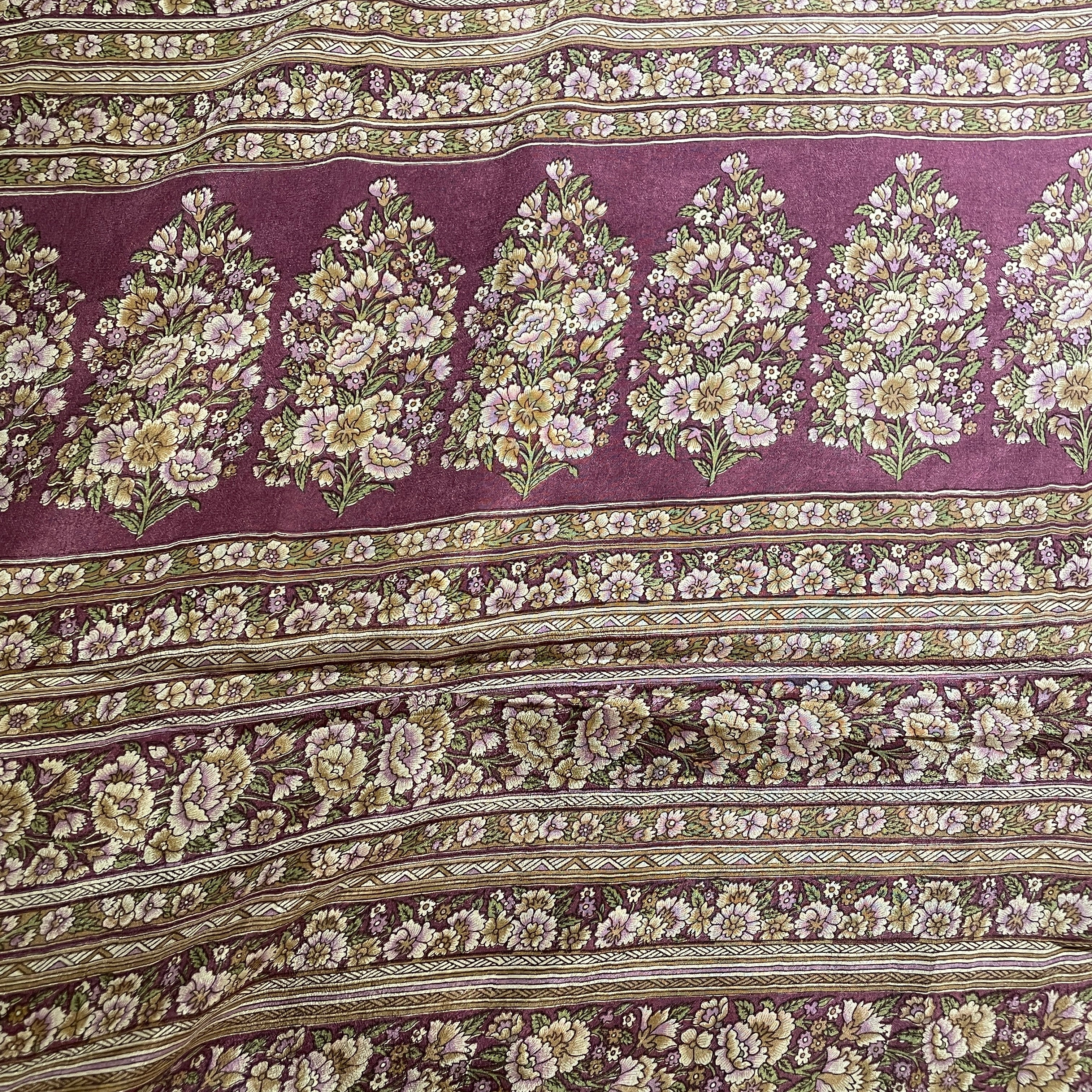 Violet Floral Silk Saree - Vintage India NYC