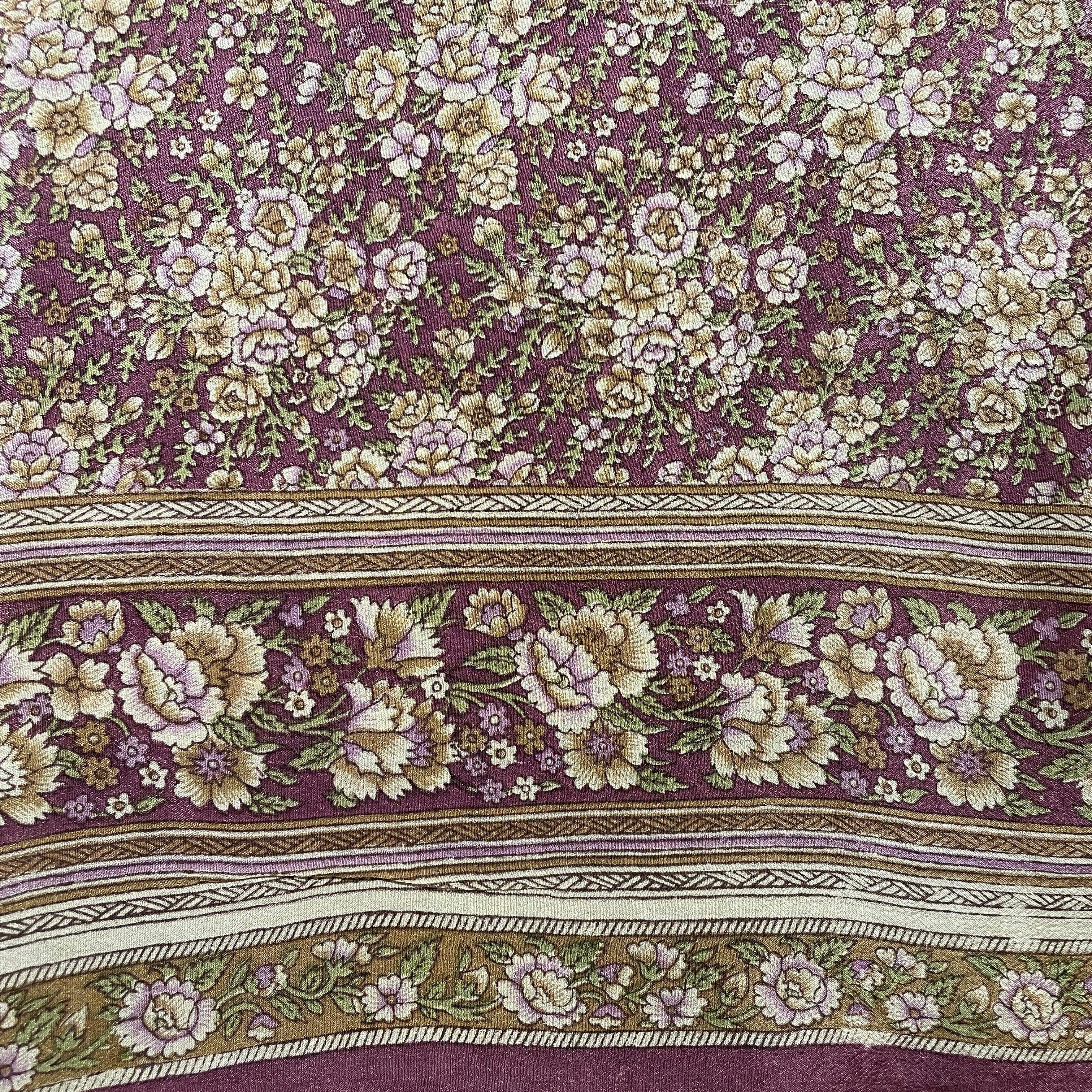 Violet Floral Silk Saree - Vintage India NYC