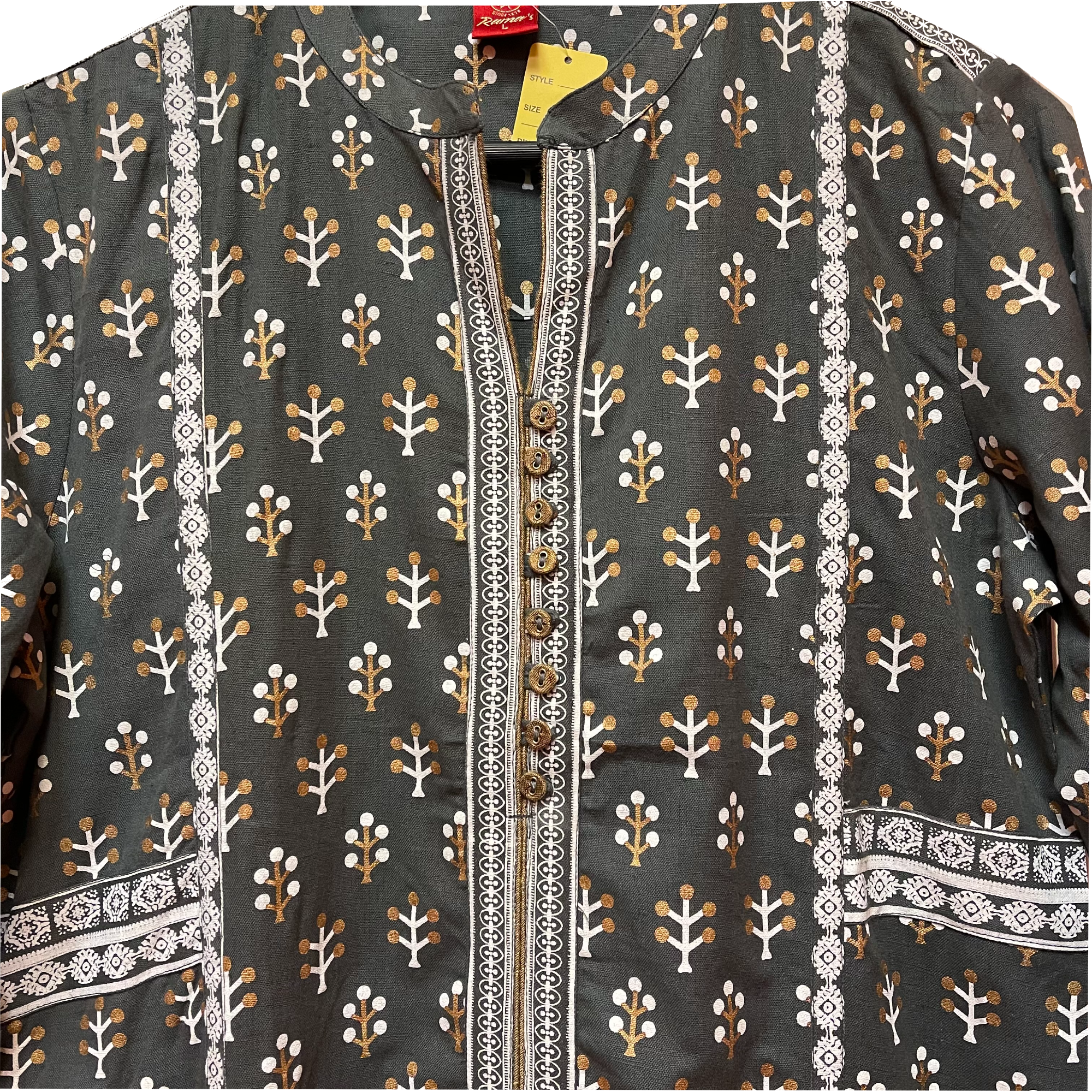 SH Block print Kurta w/Chikan Pants - 2 Colors - Vintage India NYC