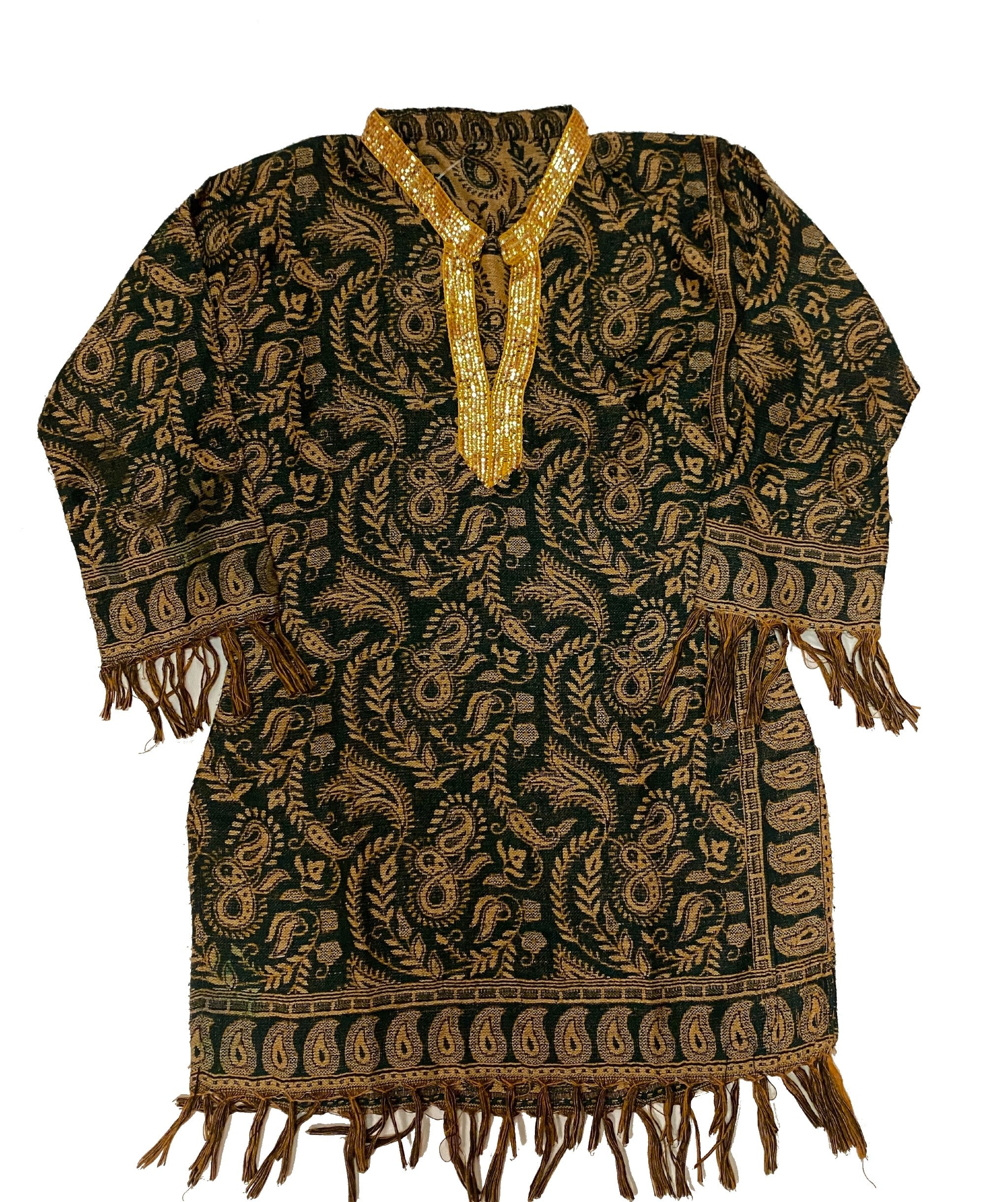 Woolen Dark Green Kurti- Size 38 - Vintage India NYC