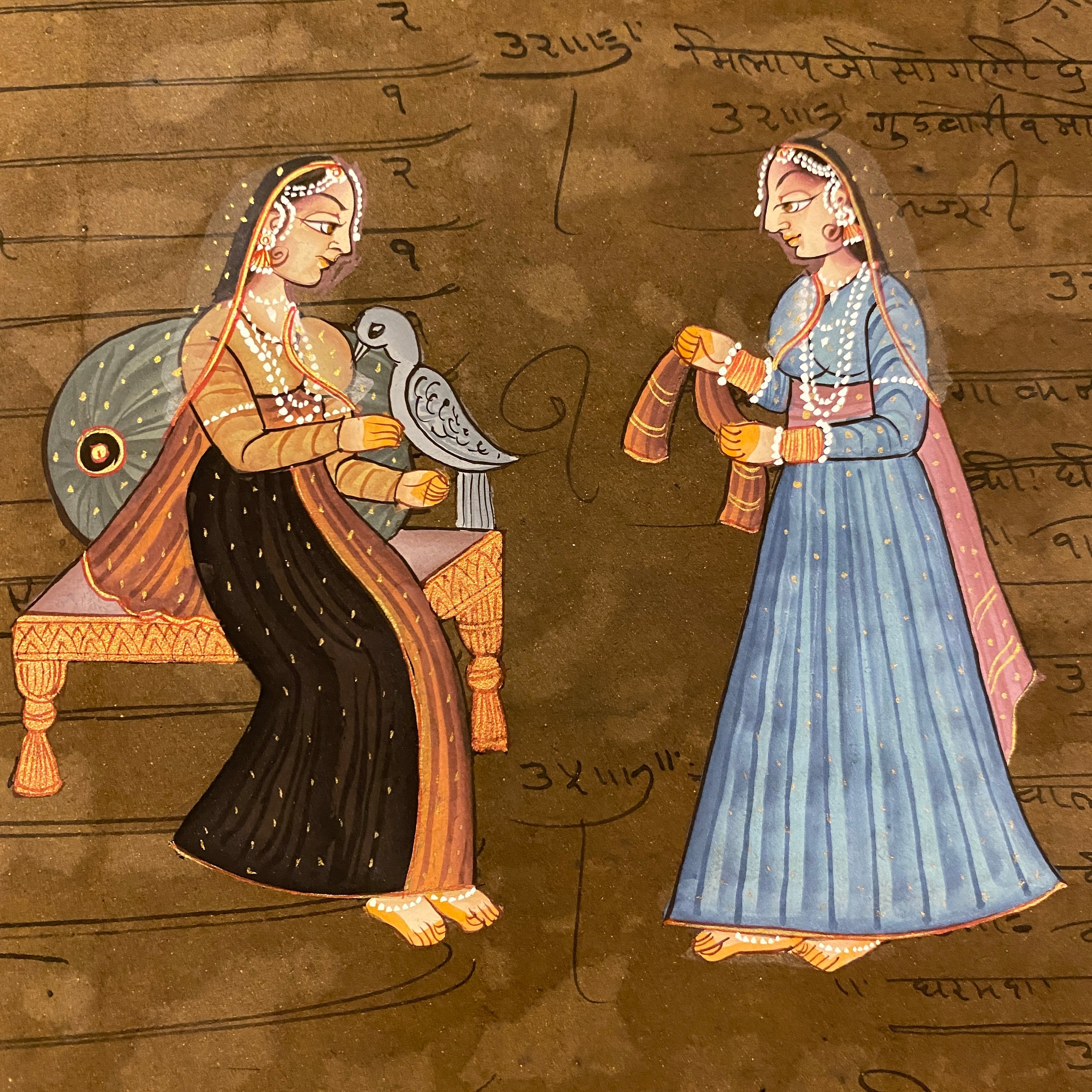Vintage Hand Painted Court Painting - Women - 4 Styles - Vintage India NYC