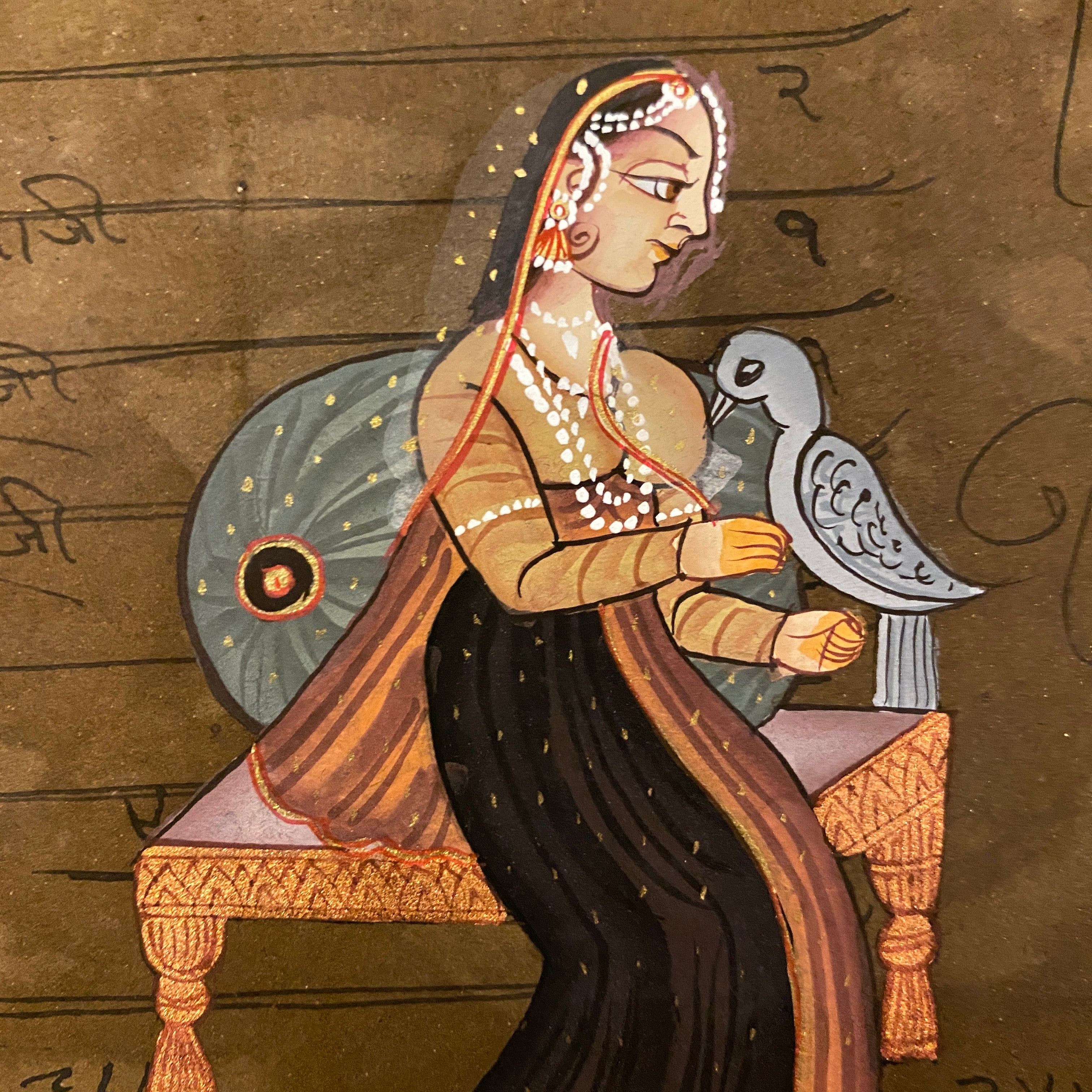 Vintage Hand Painted Court Painting - Women - 4 Styles - Vintage India NYC