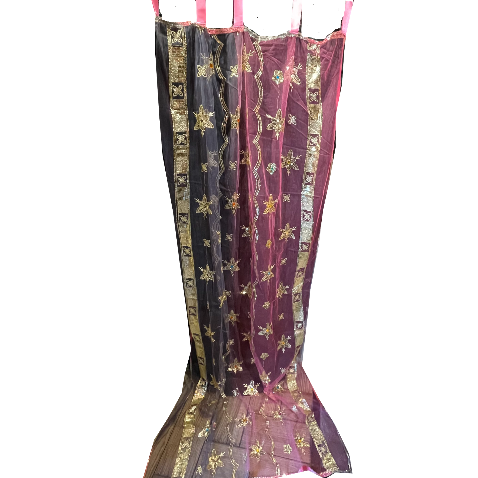 Single Unlined Pink Curtains -10 Styles - Vintage India NYC