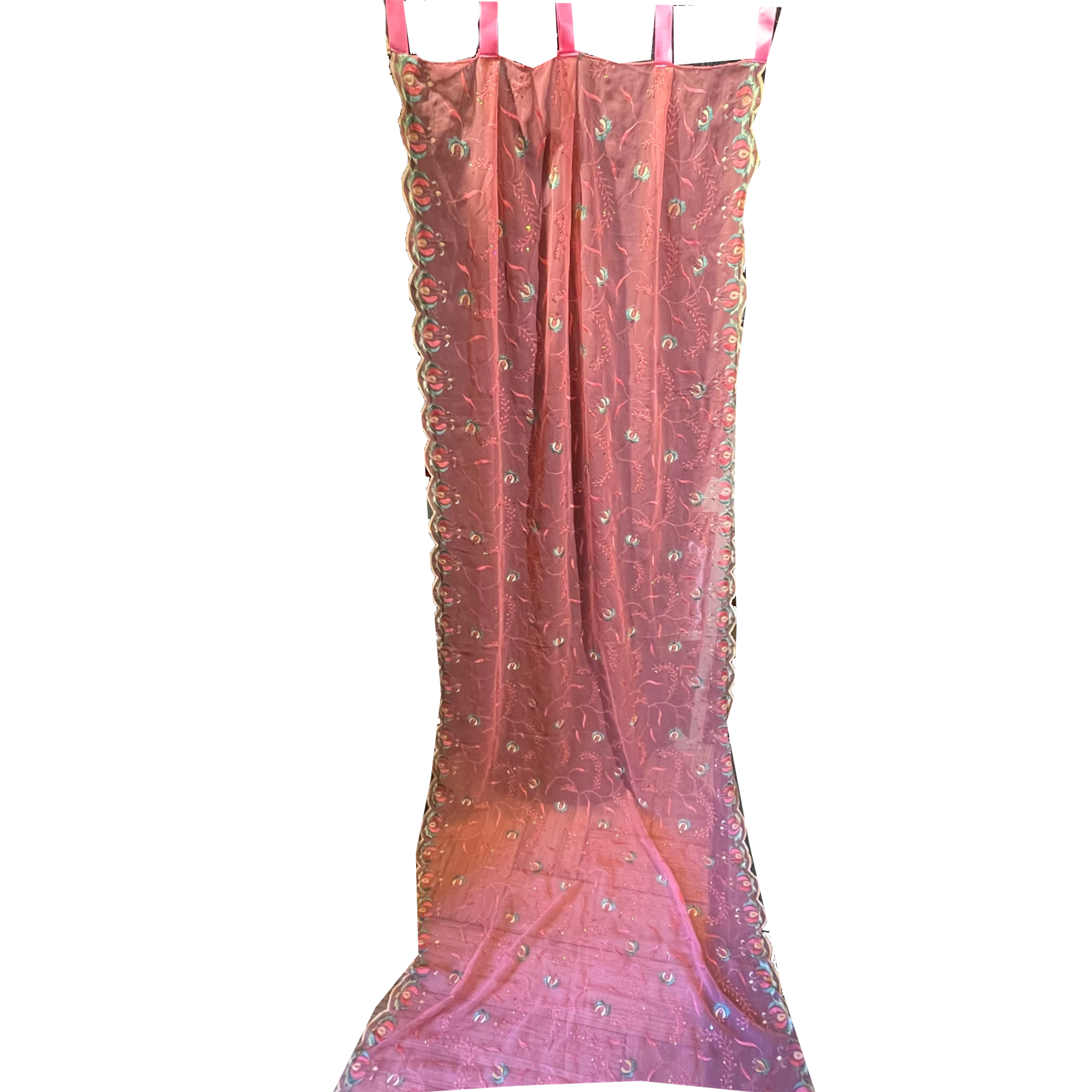 Single Unlined Pink Curtains -10 Styles - Vintage India NYC