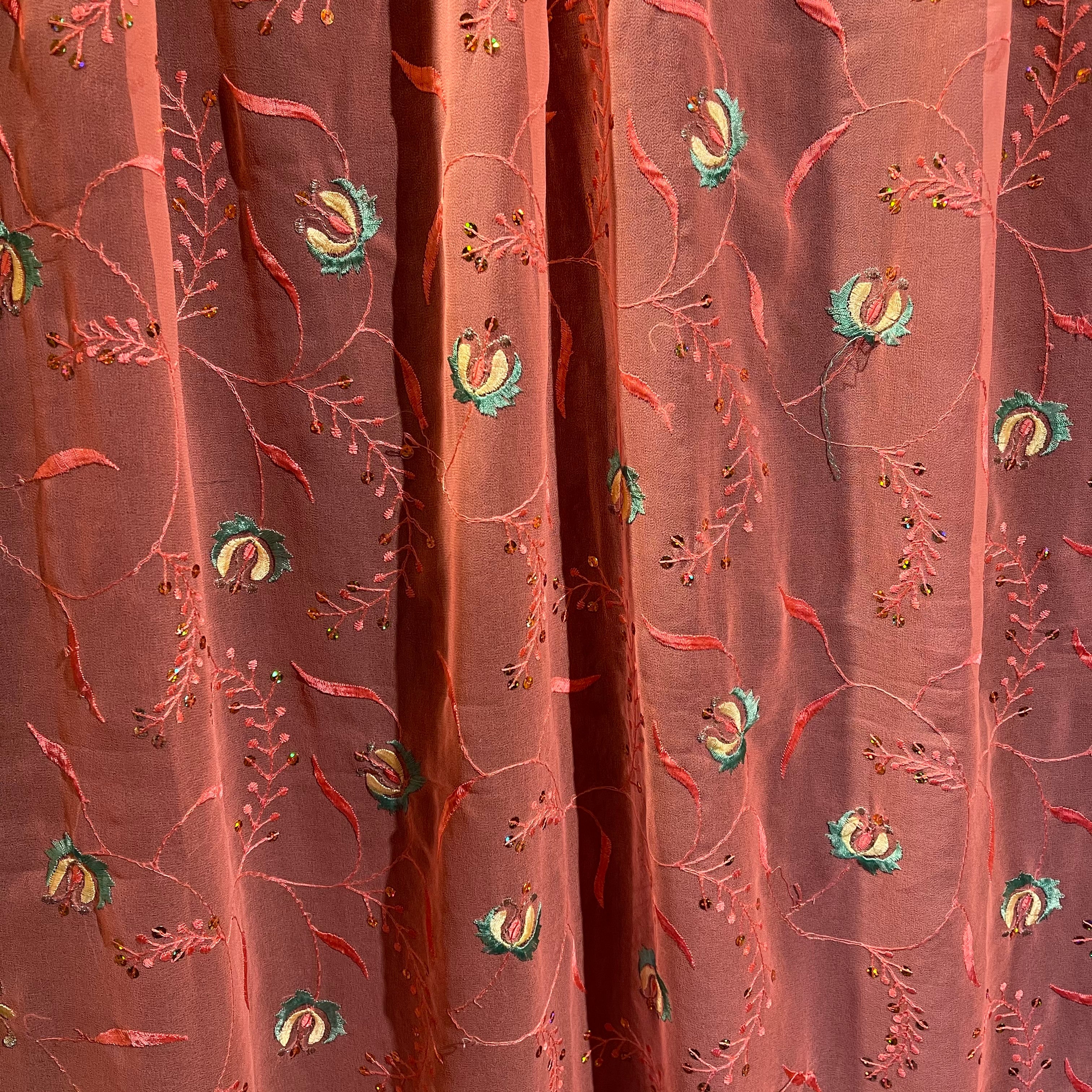 Single Unlined Pink Curtains -10 Styles - Vintage India NYC