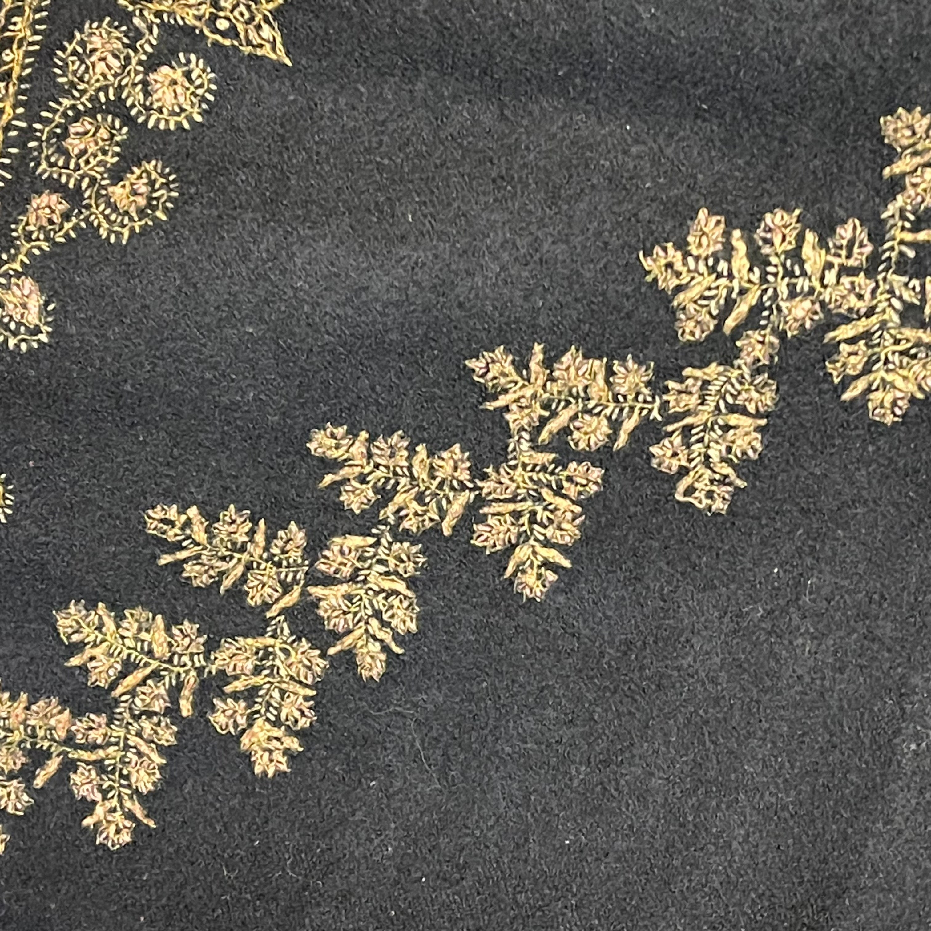 Black Embroidered Kashmiri Shawl - Vintage India NYC