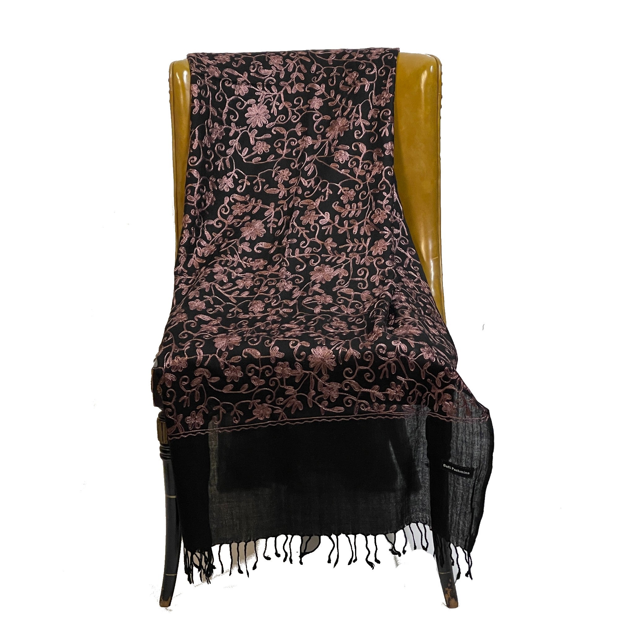 Embroidered Woolen Shawl Scarf - 4 Colors - Vintage India NYC