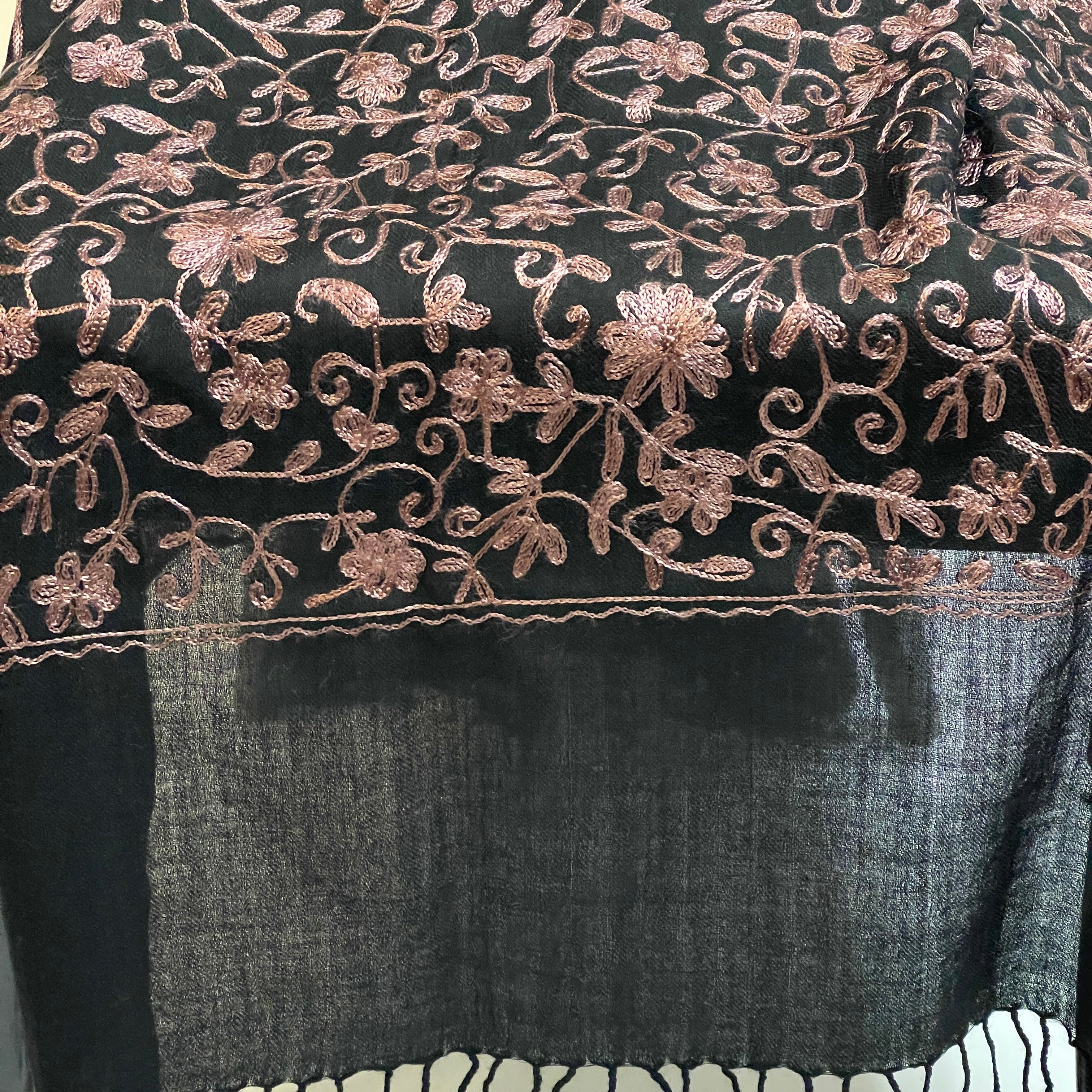 Embroidered Woolen Shawl Scarf - 4 Colors - Vintage India NYC