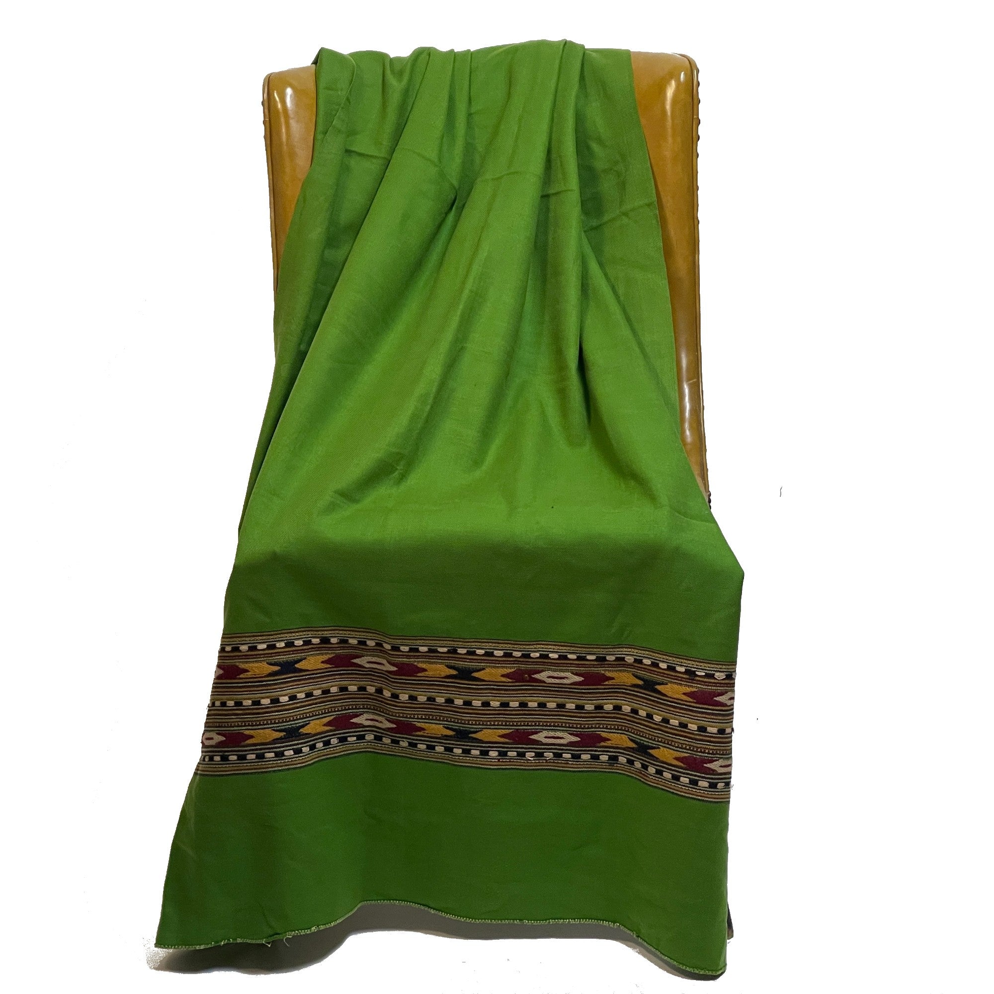 Green Embroidered Kashmiri  Shawl - Vintage India NYC