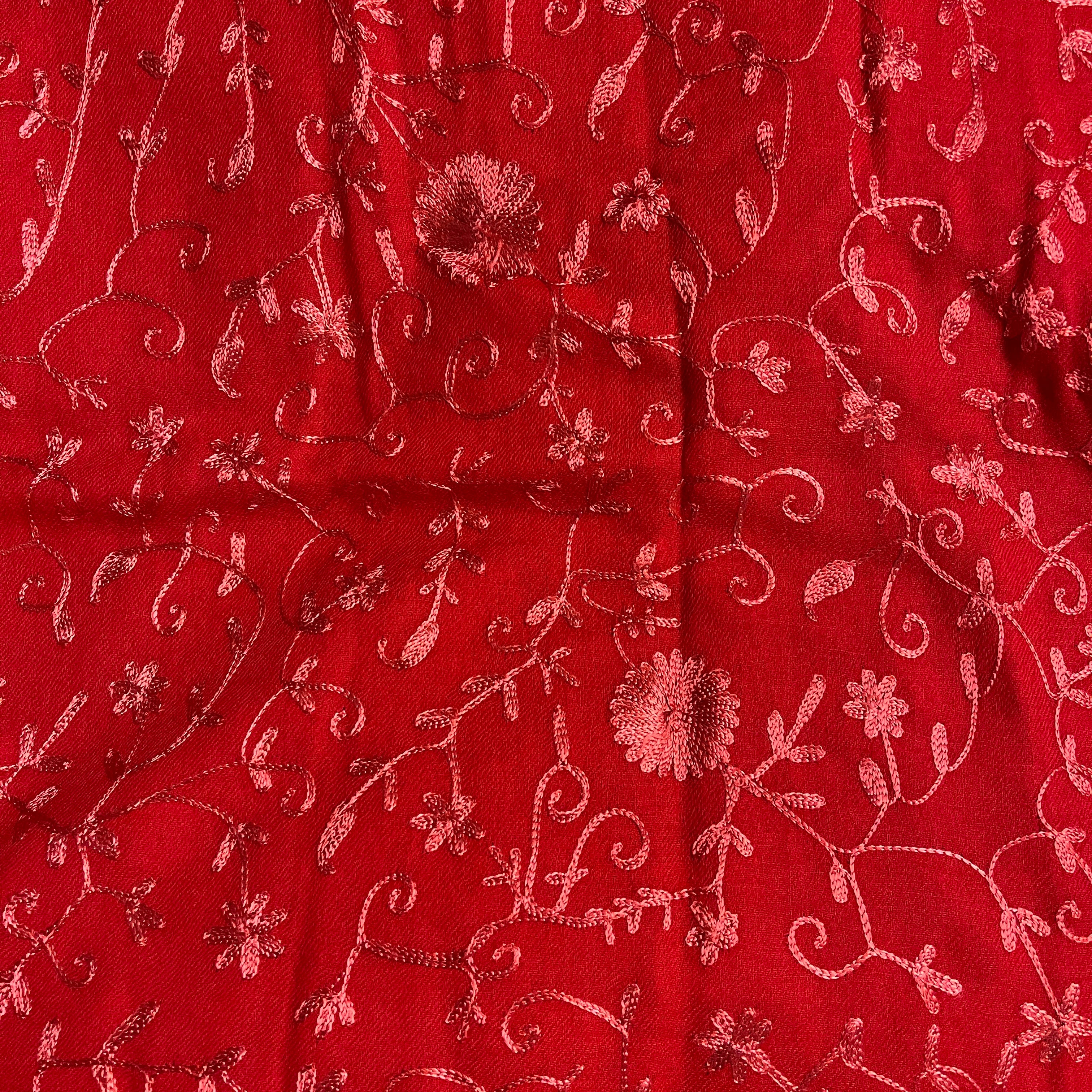 Embroidered Woolen Shawl Scarf - 4 Colors - Vintage India NYC
