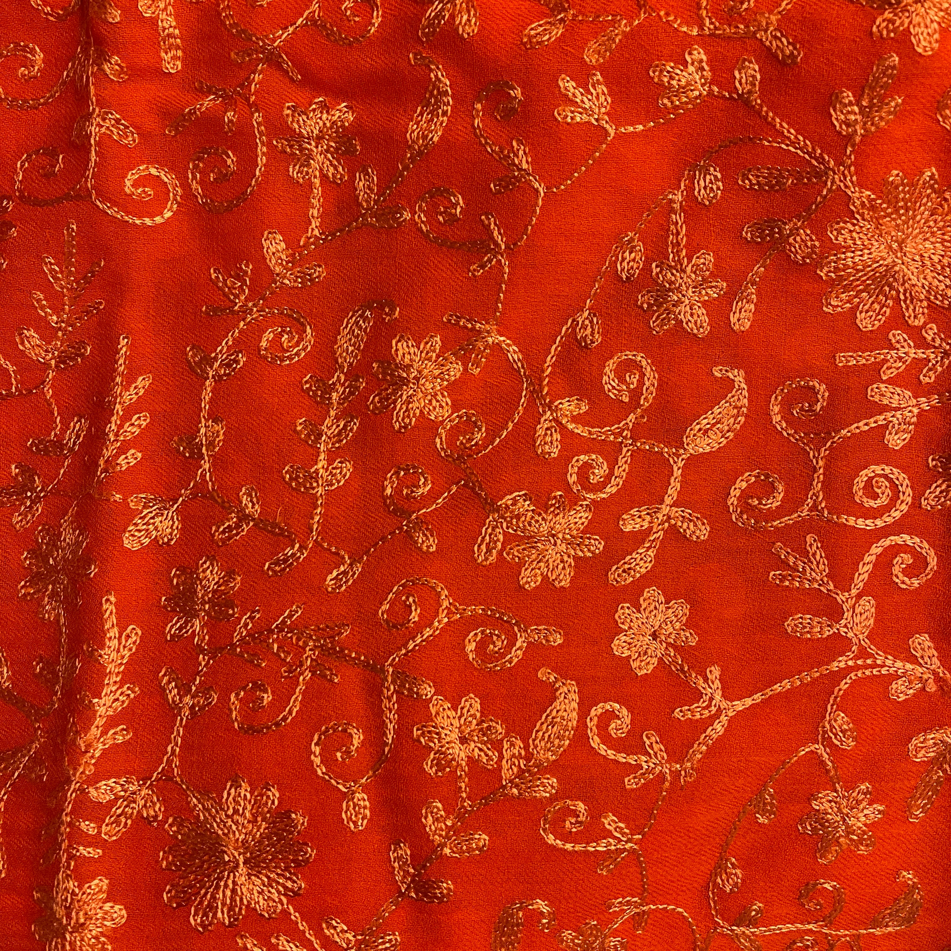 Embroidered Woolen Shawl Scarf - 4 Colors - Vintage India NYC