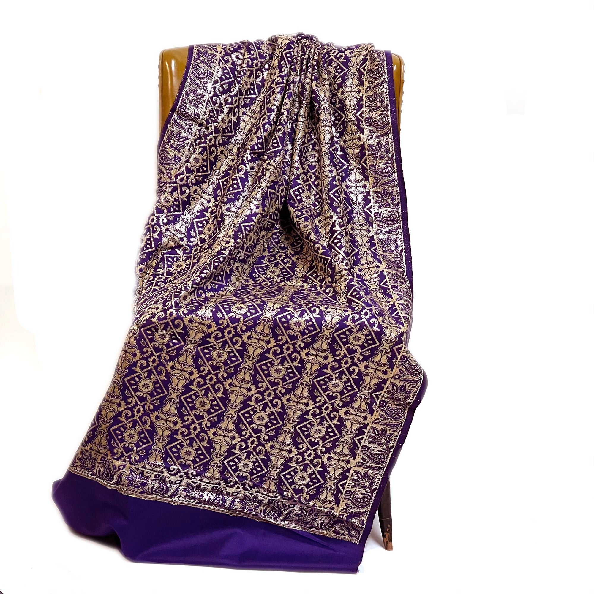 Purple Wool Shawl Scarf - Vintage India NYC