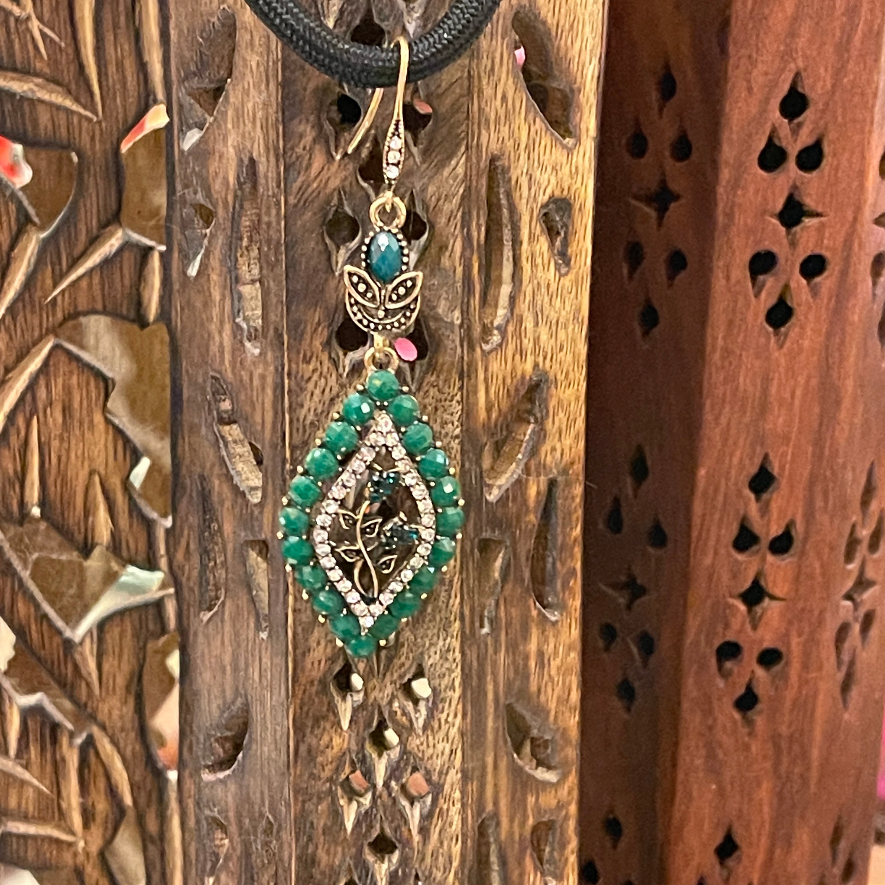 Dark Green Earrings - Vintage India NYC