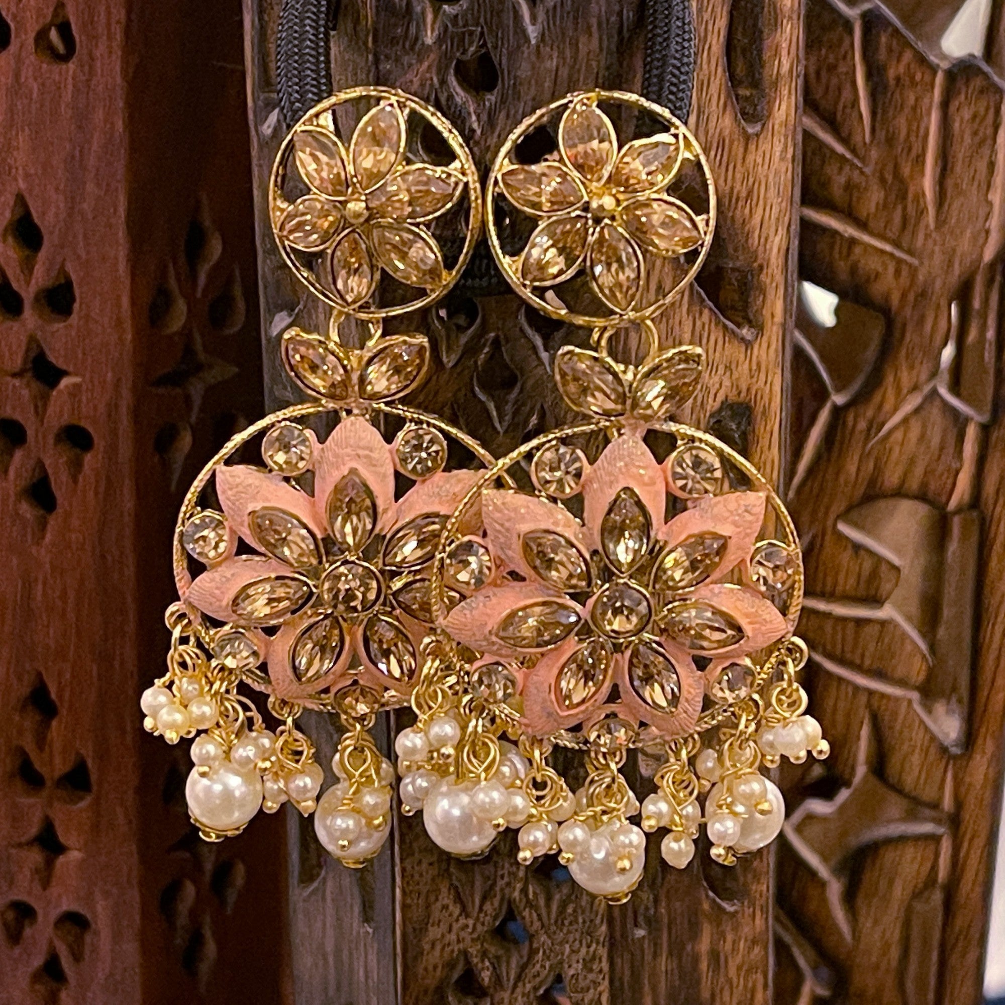 Pink Flower Earrings - 2 Colors - Vintage India NYC