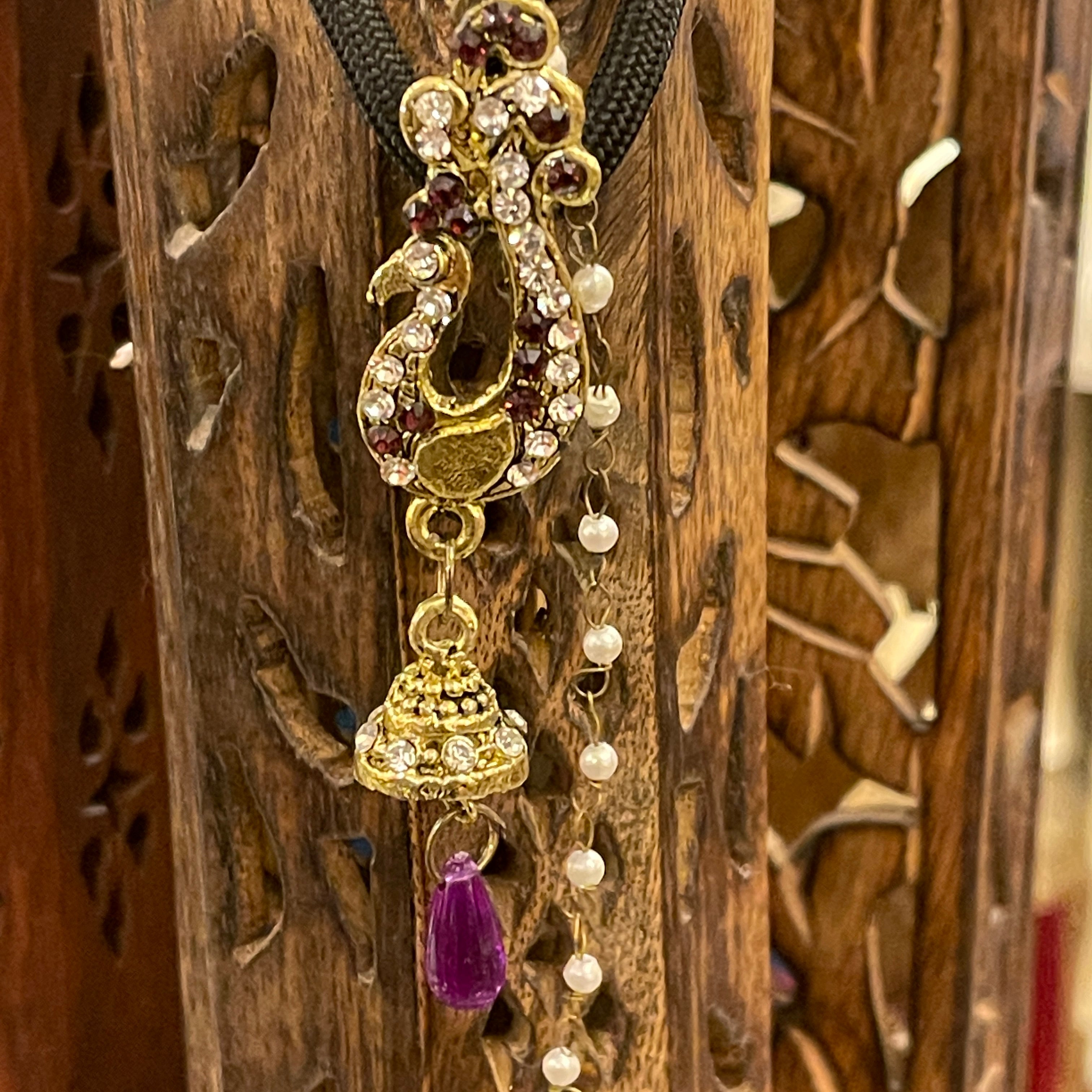 Peacock Kashmiri Earrings - Vintage India NYC